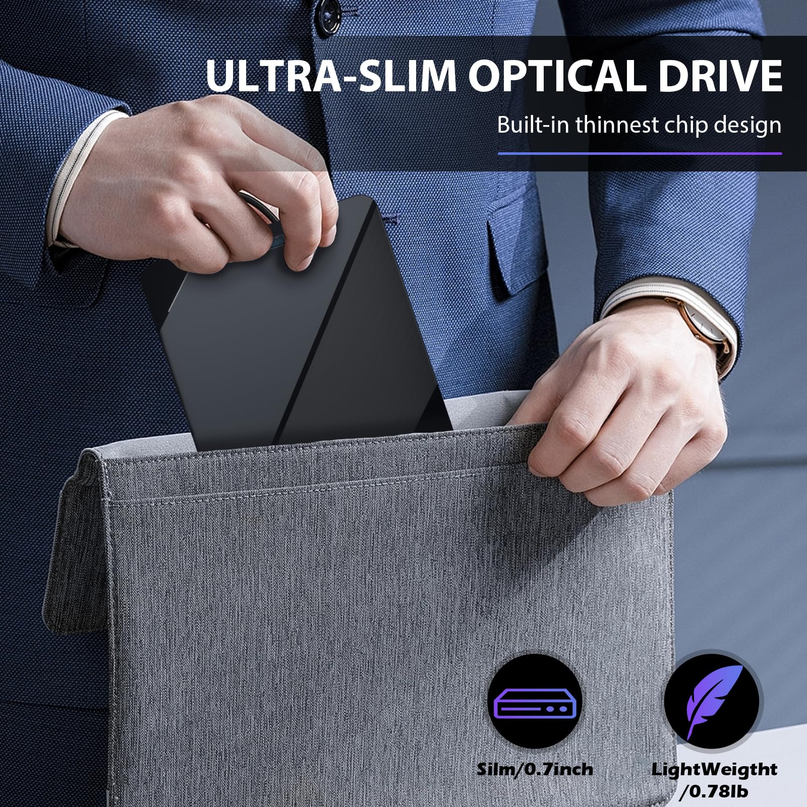 7 IN1External CD/DVD Drive for Laptop, CD Burner CD/DVD +/-RW Optical Drive, Slim Portable DVD CD ROM Rewriter Writer Duplicator for Laptop Desktop PC Windows 11/10/8/7 MacBook Mac Linux OS - Image 6