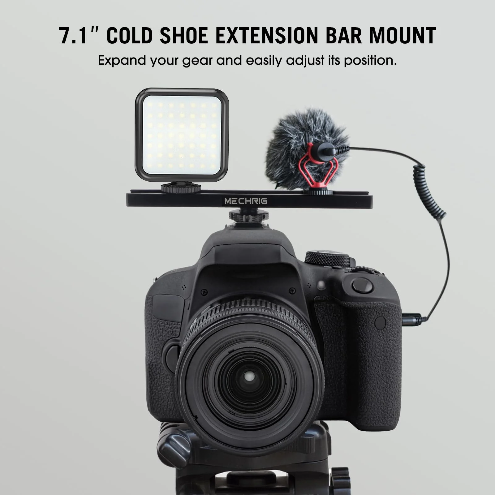 7 Inch Cold Shoe Mount Bracket Cold Shoe Extension Bar, Aluminum Sliding Rail Hot Shoe Mount Bracket with 1/4" & 3/8" Thread for DSLR Camera LED Video Light Microphone Monitor (62033) - Image 2