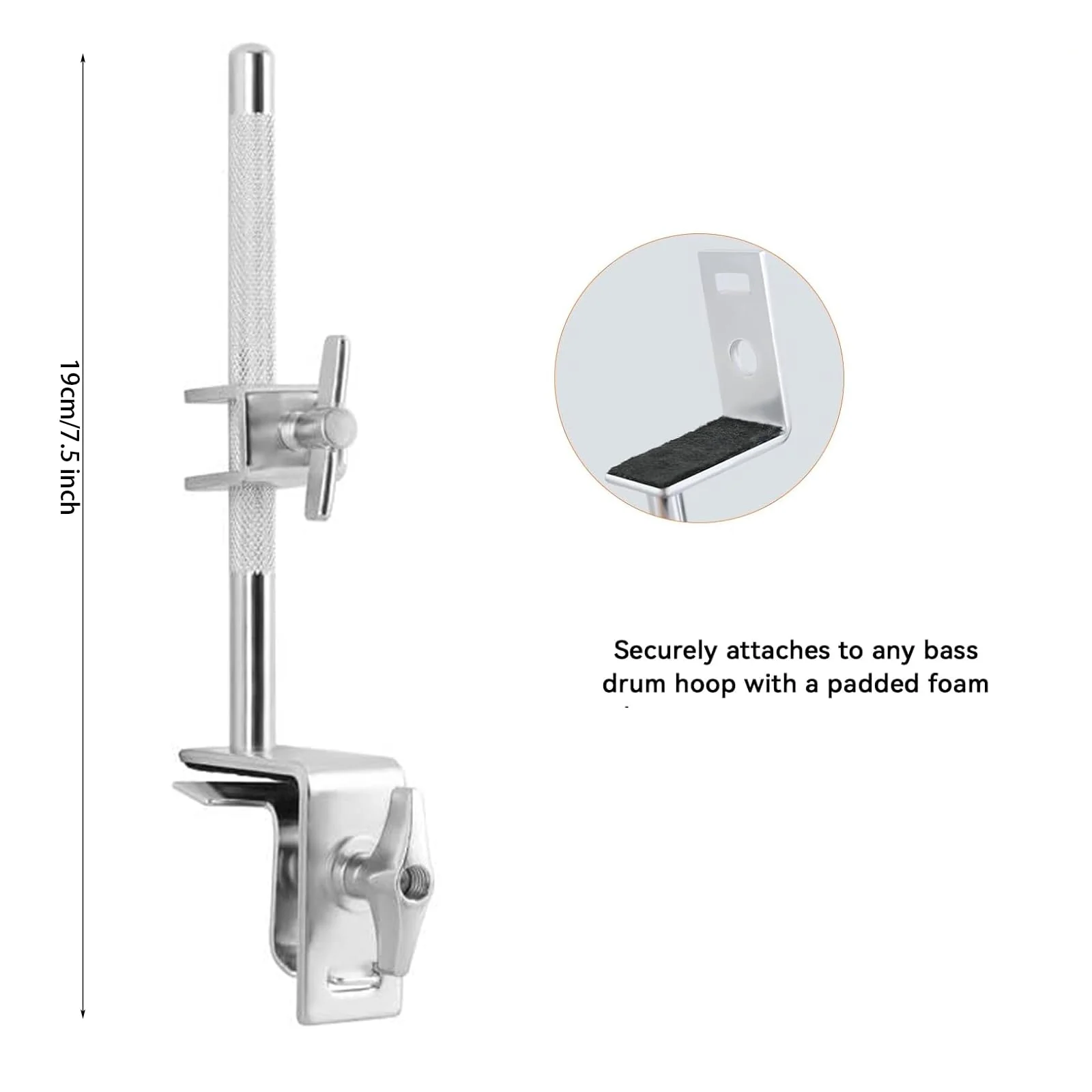 7 Inch Cowbell And Cowbell Clamp, Cowbell Holder Percussion Accessory, Adjustable Drum Cowbell Mount for Bass Drum Hoop Up or Down Drum Stick - Image 4