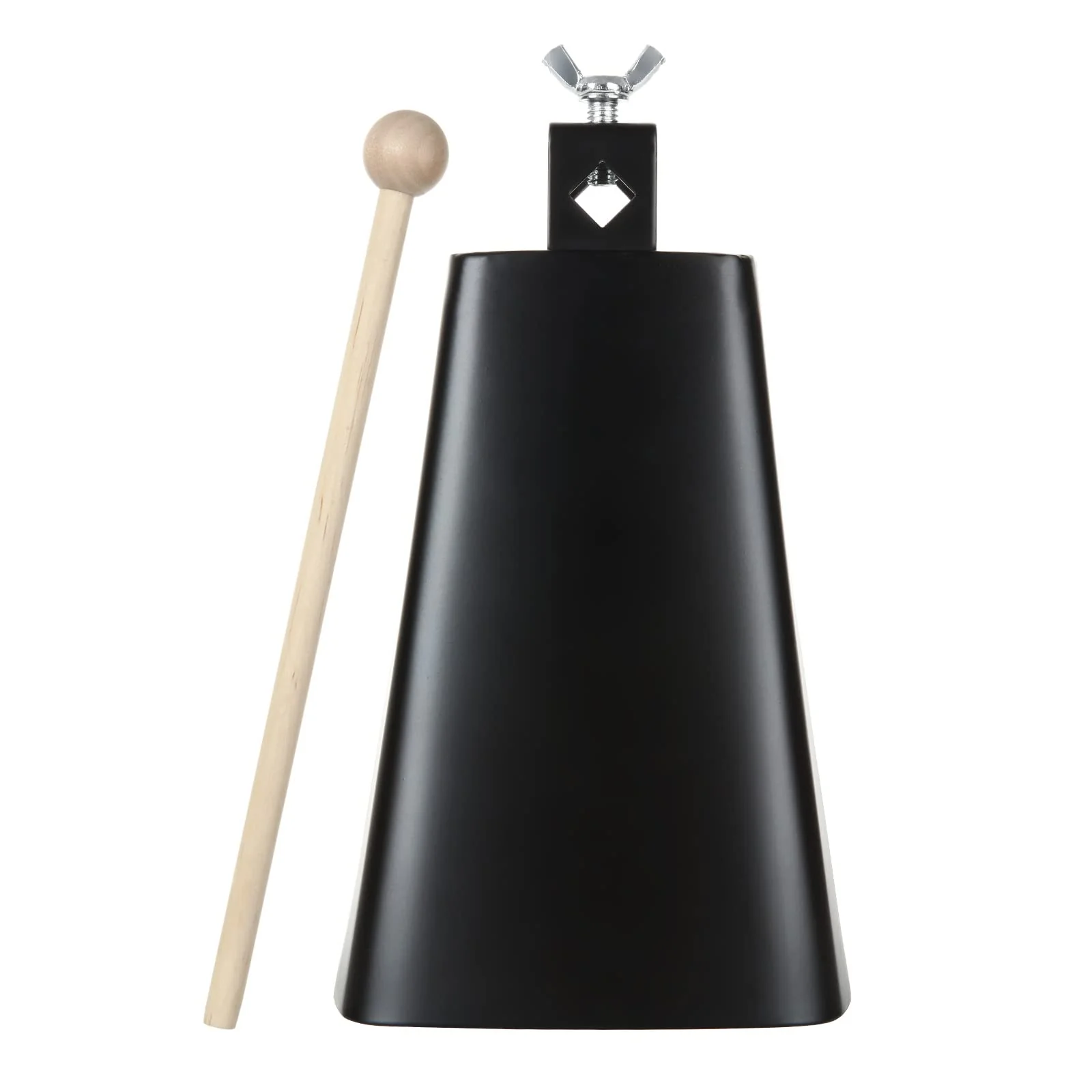 7 Inch Large Cow Bell Noise Makers, Metal Cowbell with Handle and Stick, Hand Percussion Music Cowbell for Sporting Events, Drum Set, Church, Weddings, Beautiful Clear Tapping Sound (Black) - Image 8