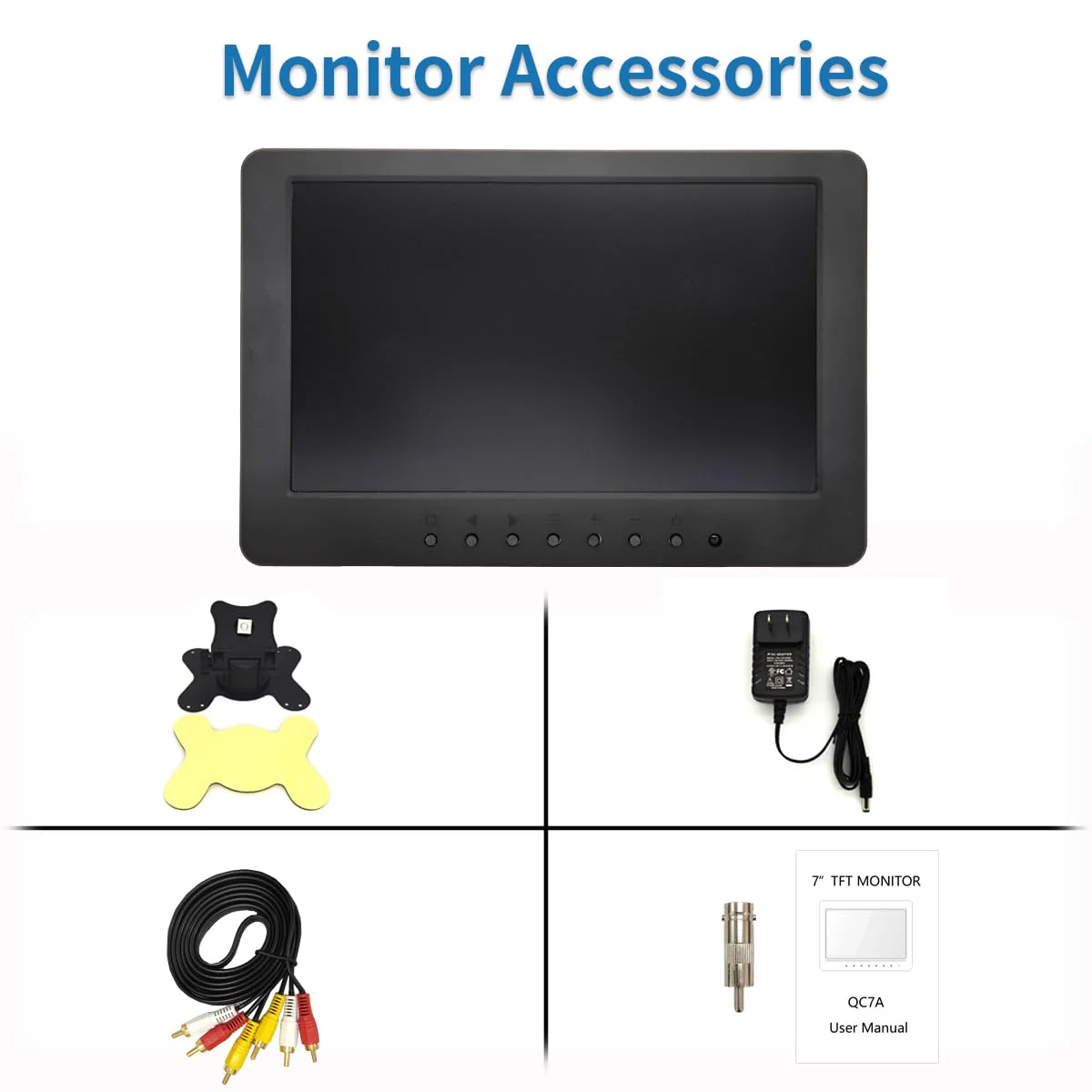 7 inch LCD Security Monitor & Displays,BNC/AV Input,Built-in Dual Speakers Portable Monitor,1024 * 600 Resolution,Suitable for CCTV DVD CCD TV 7″Monitor - Image 5