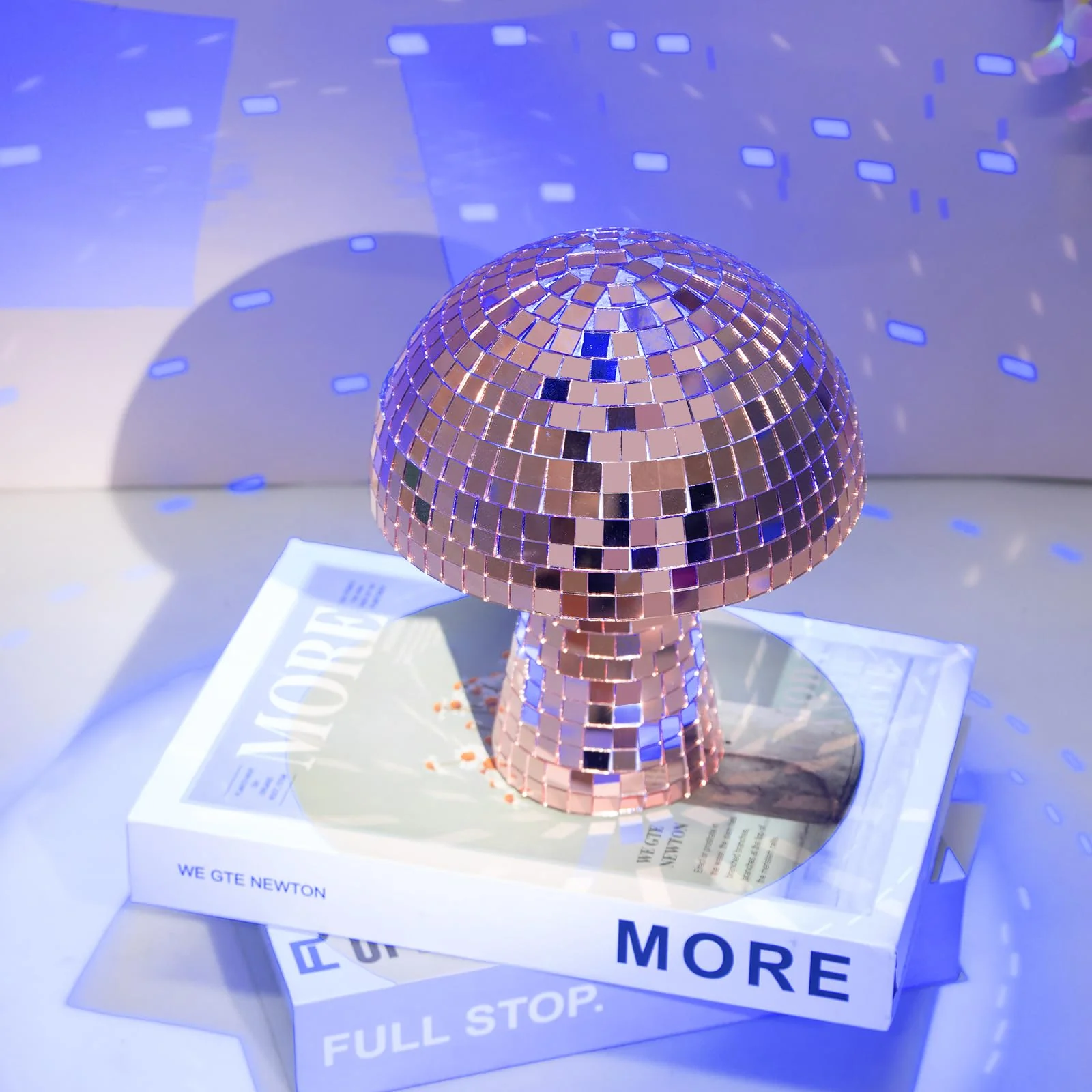 7 Inch Rose gold Mushroom Disco Ball, Mushroom Disco Ball Reflective Mirror Ball for Wedding Party Room Bar Decor 7inch - Image 3