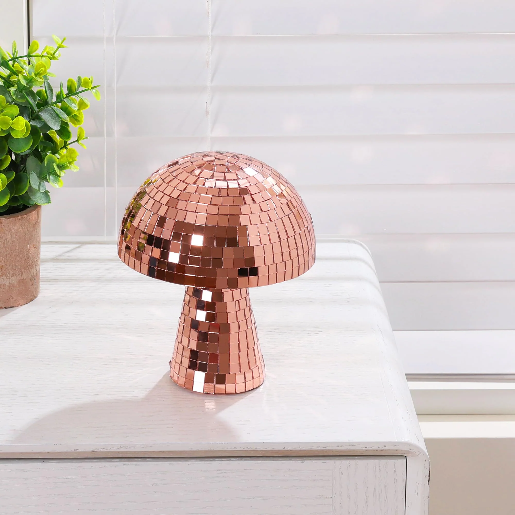7 Inch Rose gold Mushroom Disco Ball, Mushroom Disco Ball Reflective Mirror Ball for Wedding Party Room Bar Decor 7inch - Image 4