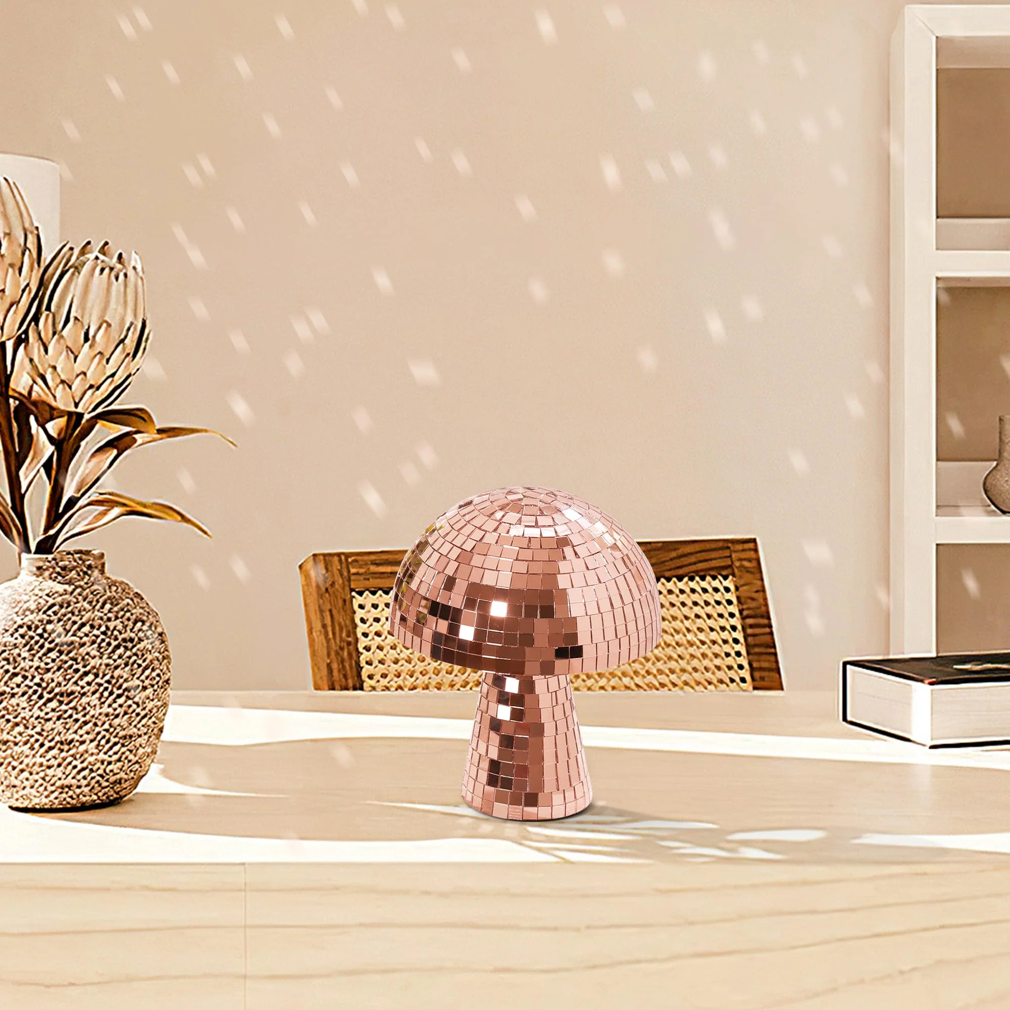 7 Inch Rose gold Mushroom Disco Ball, Mushroom Disco Ball Reflective Mirror Ball for Wedding Party Room Bar Decor 7inch - Image 5