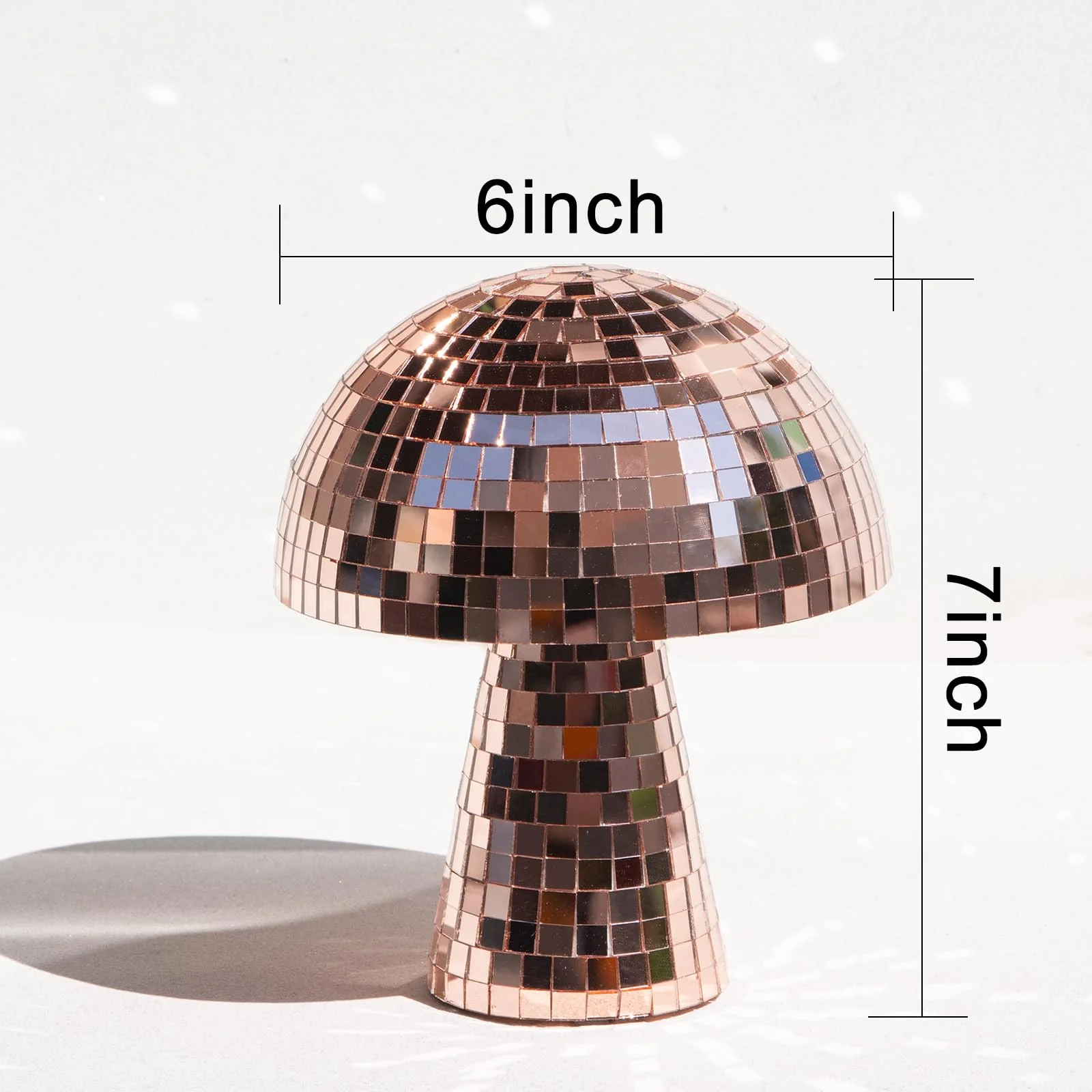 7 Inch Rose gold Mushroom Disco Ball, Mushroom Disco Ball Reflective Mirror Ball for Wedding Party Room Bar Decor 7inch - Image 7