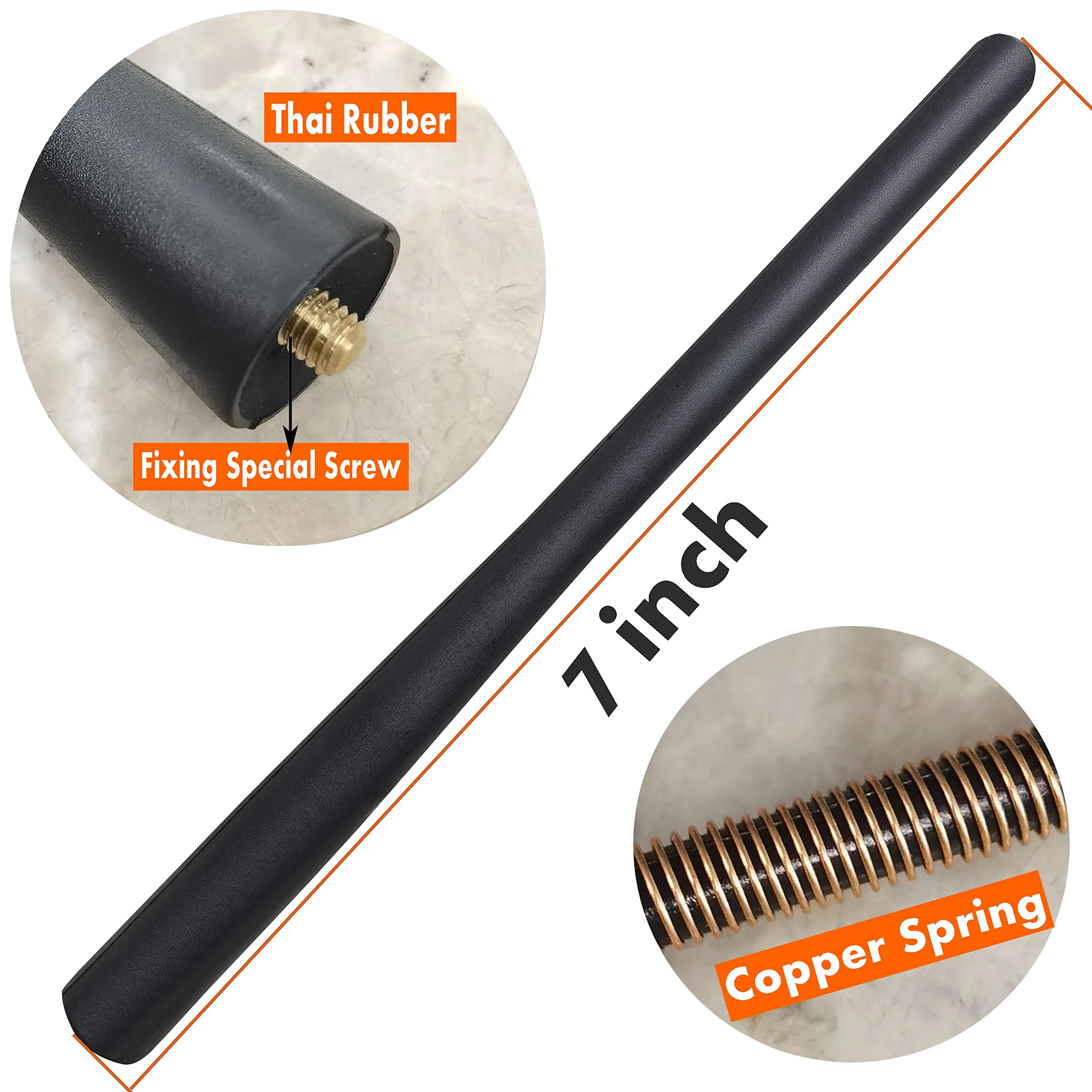 7 Inch Rubber Antenna for Toyota Solara Convertible (2004-2008), Toyota Solara Convertible Antenna - Car Wash Proof, Internal Copper Coil Antenna Mast Replacement - Image 2