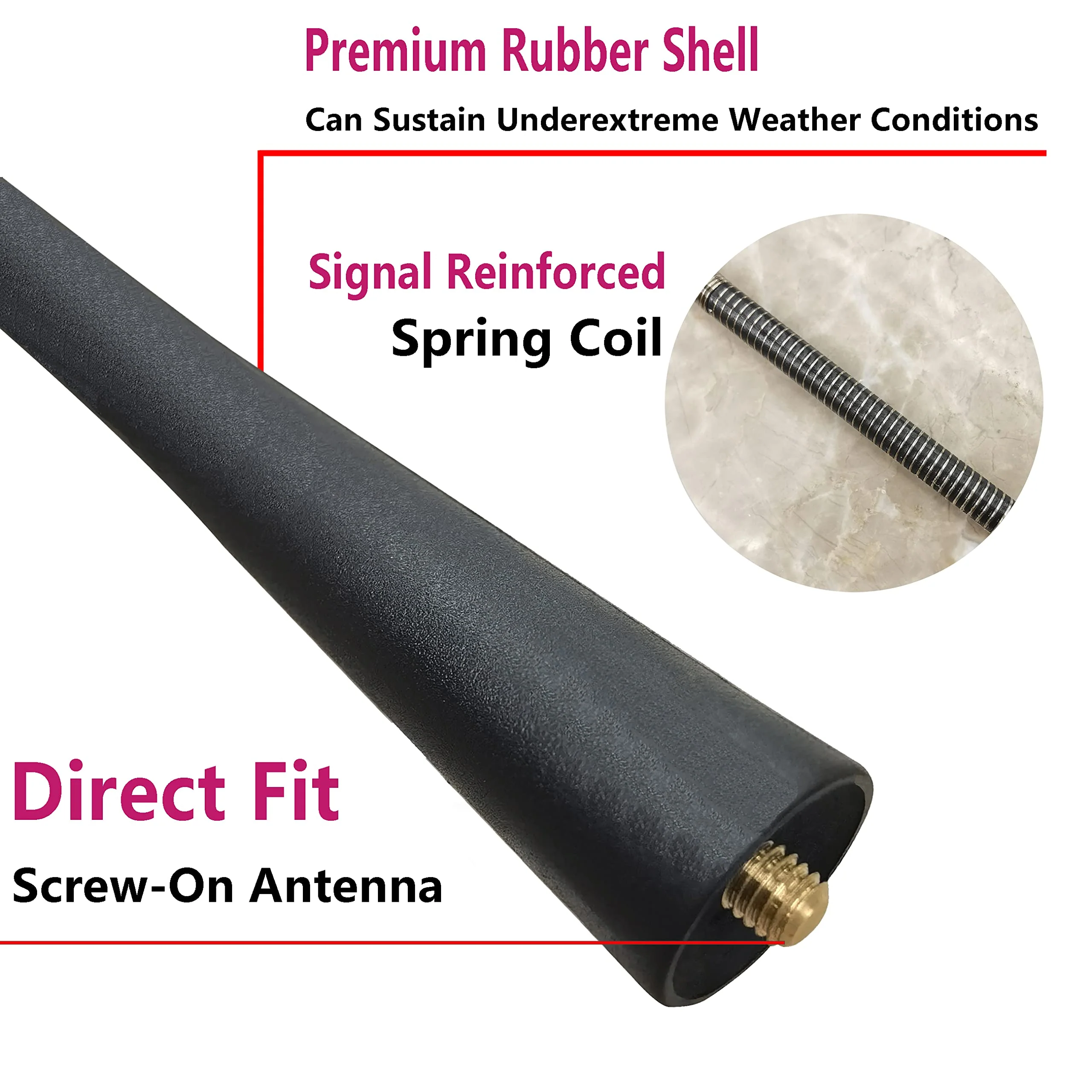 7 Inch Rubber Antenna for Toyota Solara Convertible (2004-2008), Toyota Solara Convertible Antenna - Car Wash Proof, Internal Copper Coil Antenna Mast Replacement - Image 6