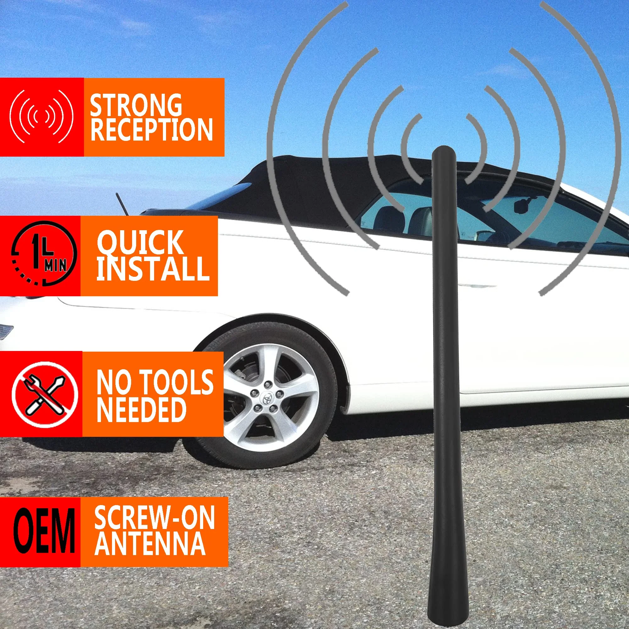 7 Inch Rubber Antenna for Toyota Solara Convertible (2004-2008), Toyota Solara Convertible Antenna - Car Wash Proof, Internal Copper Coil Antenna Mast Replacement - Image 8