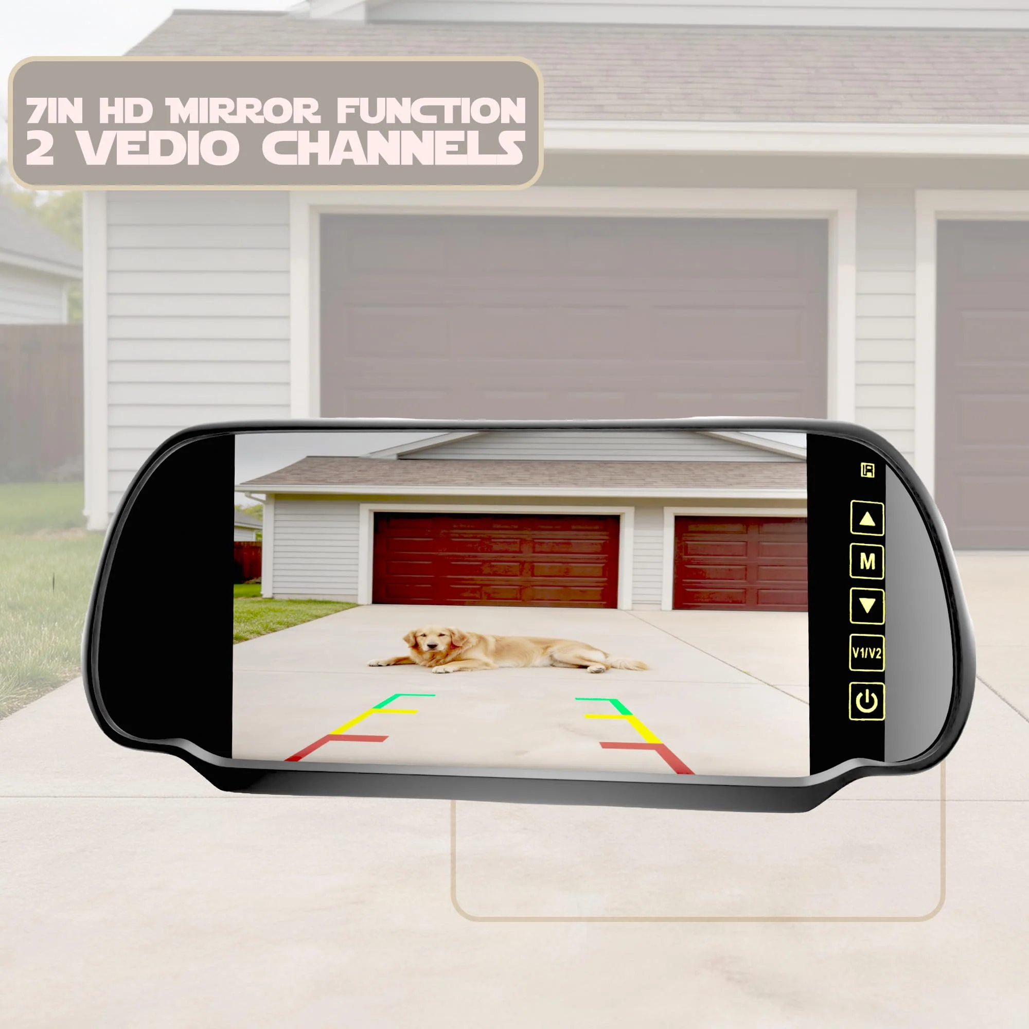 7 Inch TFT LCD Car Rearview Mirror Monitor, Widescreen Dash Cam Rear View Backup Camera Mirror with Touch Button, 2 Video Input, Vehicle Parking in-Mirror Monitor for Cars Trucks - Image 2