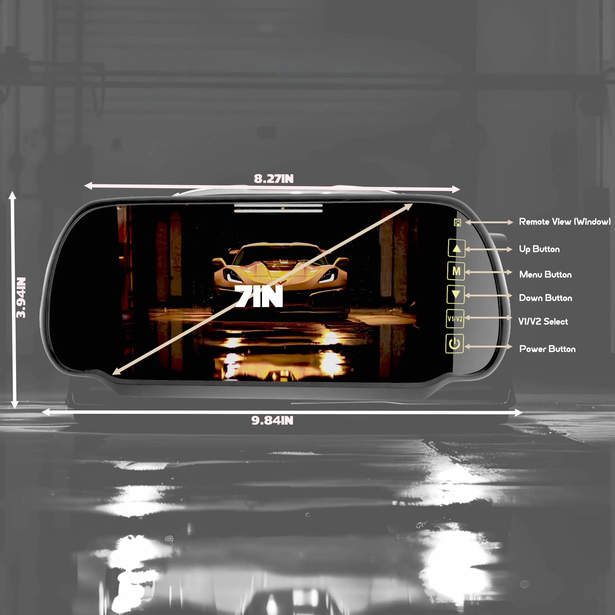 7 Inch TFT LCD Car Rearview Mirror Monitor, Widescreen Dash Cam Rear View Backup Camera Mirror with Touch Button, 2 Video Input, Vehicle Parking in-Mirror Monitor for Cars Trucks - Image 3