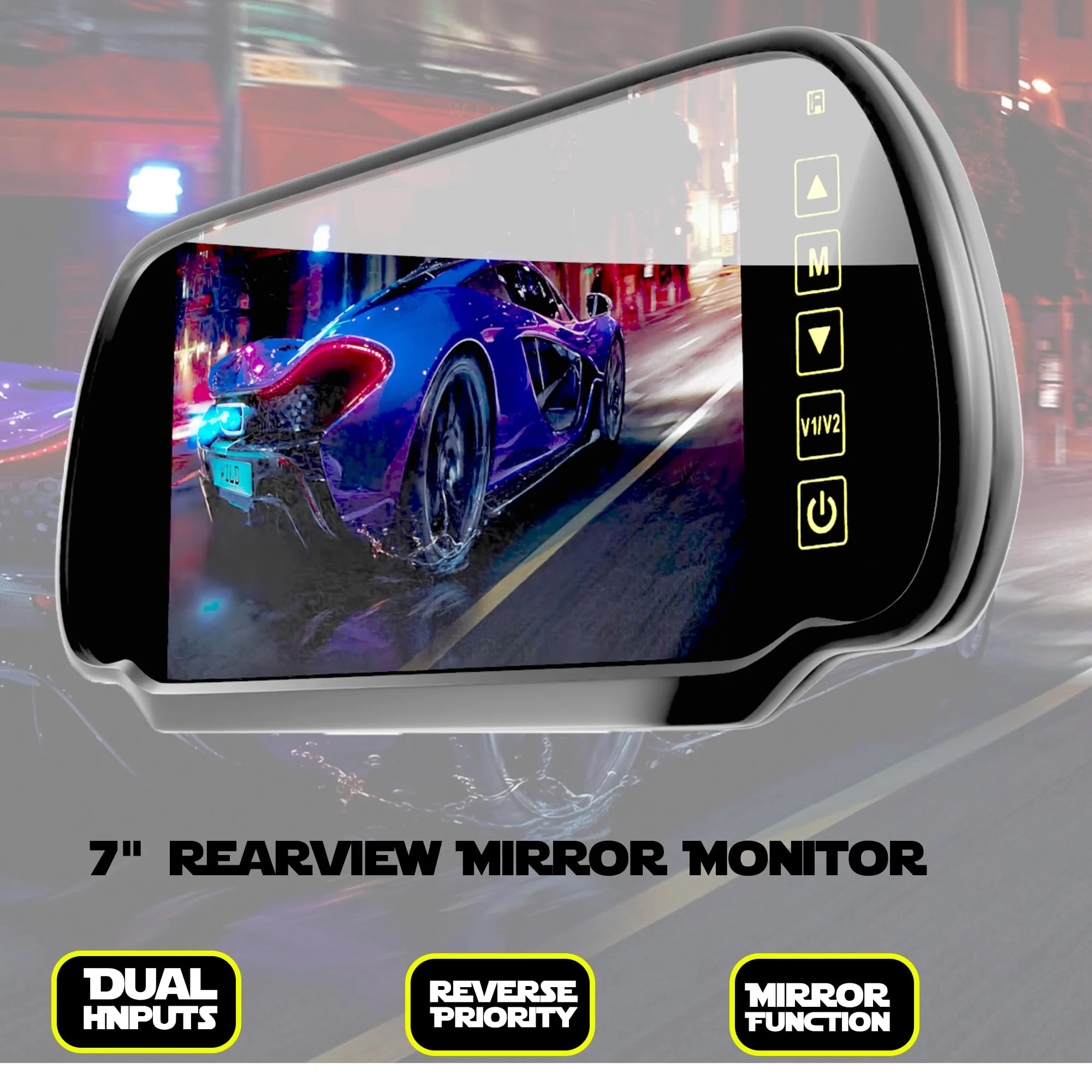 7 Inch TFT LCD Car Rearview Mirror Monitor, Widescreen Dash Cam Rear View Backup Camera Mirror with Touch Button, 2 Video Input, Vehicle Parking in-Mirror Monitor for Cars Trucks - Image 5