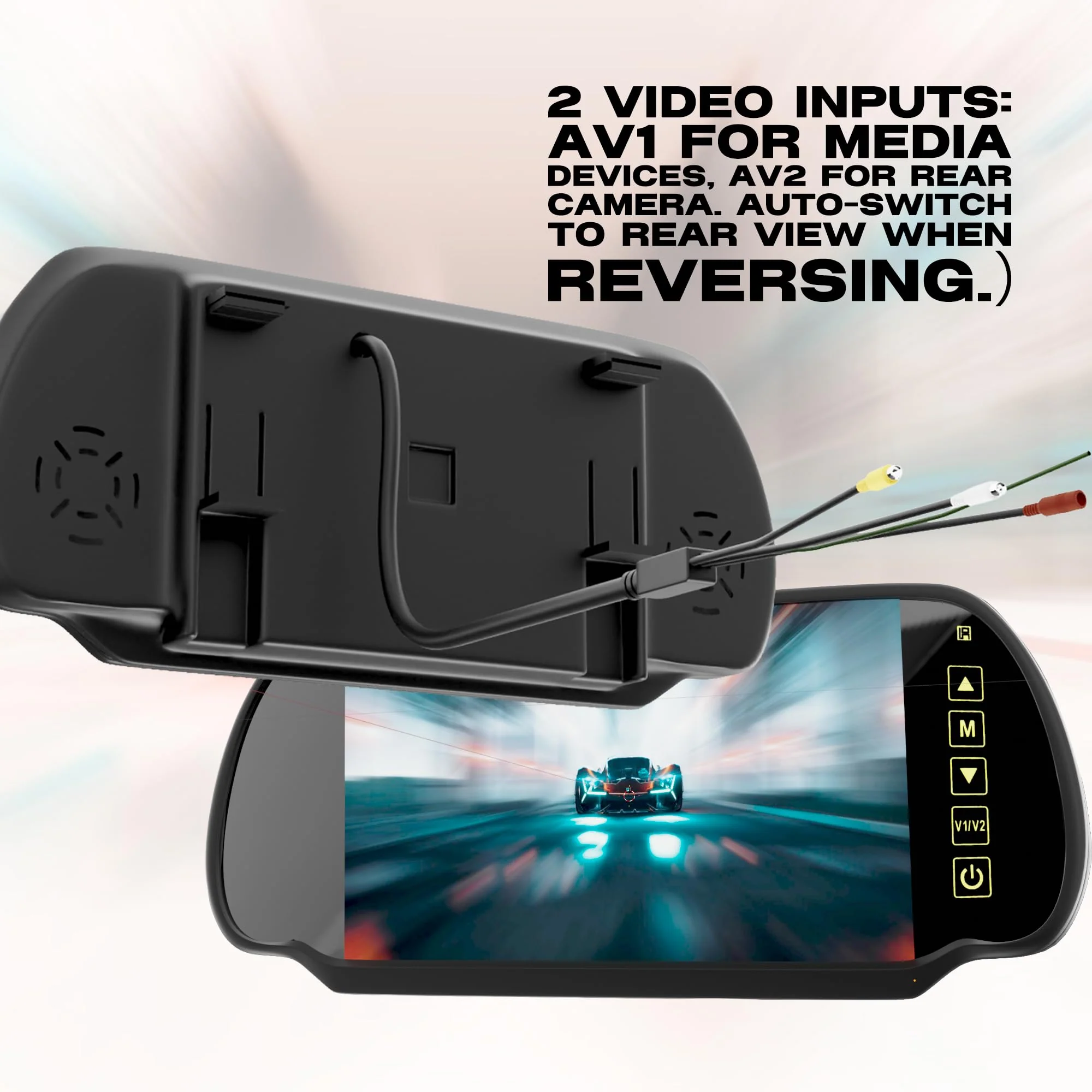 7 Inch TFT LCD Car Rearview Mirror Monitor, Widescreen Dash Cam Rear View Backup Camera Mirror with Touch Button, 2 Video Input, Vehicle Parking in-Mirror Monitor for Cars Trucks - Image 7