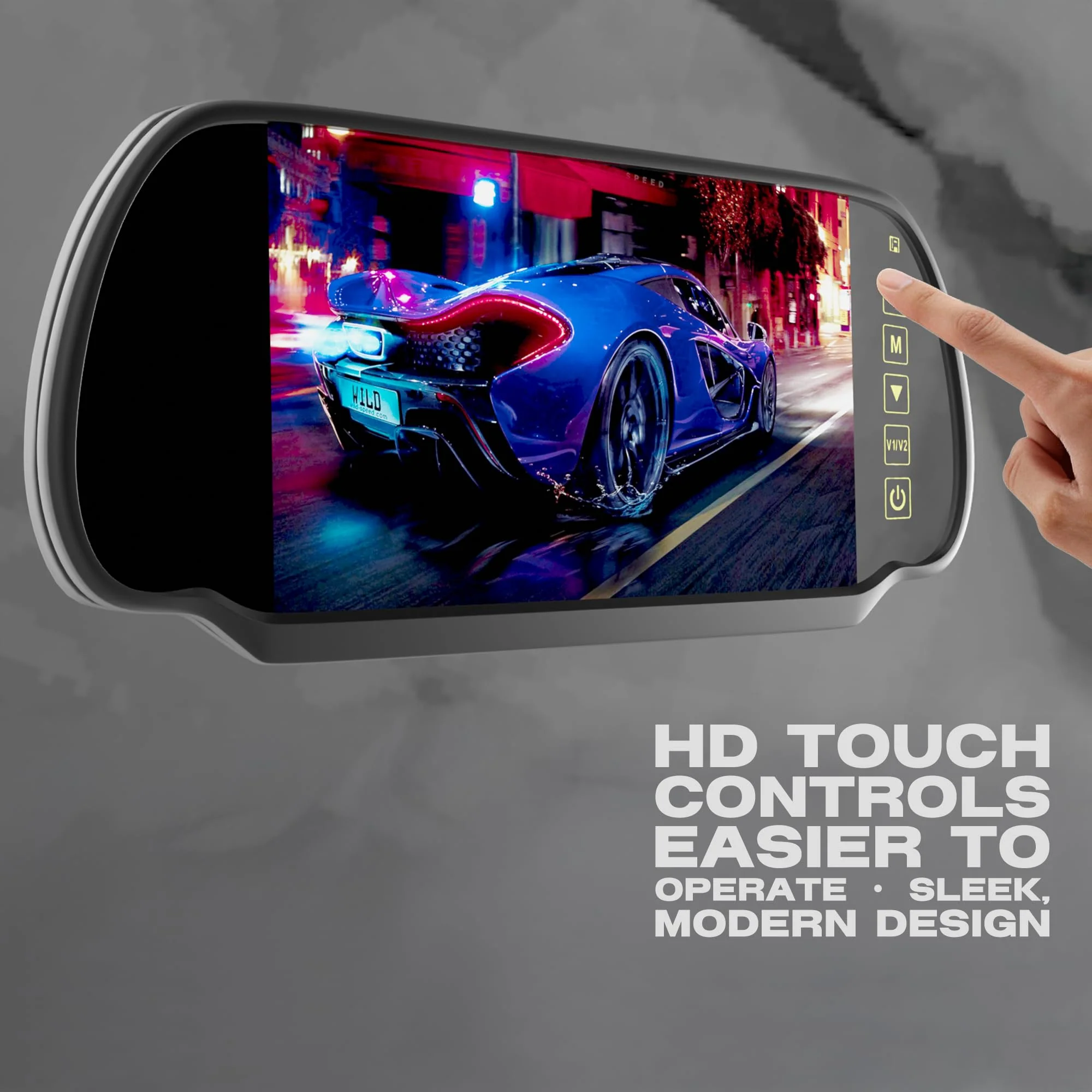 7 Inch TFT LCD Car Rearview Mirror Monitor, Widescreen Dash Cam Rear View Backup Camera Mirror with Touch Button, 2 Video Input, Vehicle Parking in-Mirror Monitor for Cars Trucks - Image 8