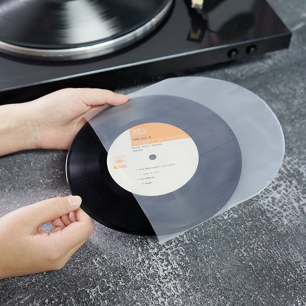 7 Inches EP Vinyl Record Inner Sleeves, 50PCS Anti Static Plastic Round Bottom Protective Sleeves for Vinyl Record, Translucent 7 inch - Image 2