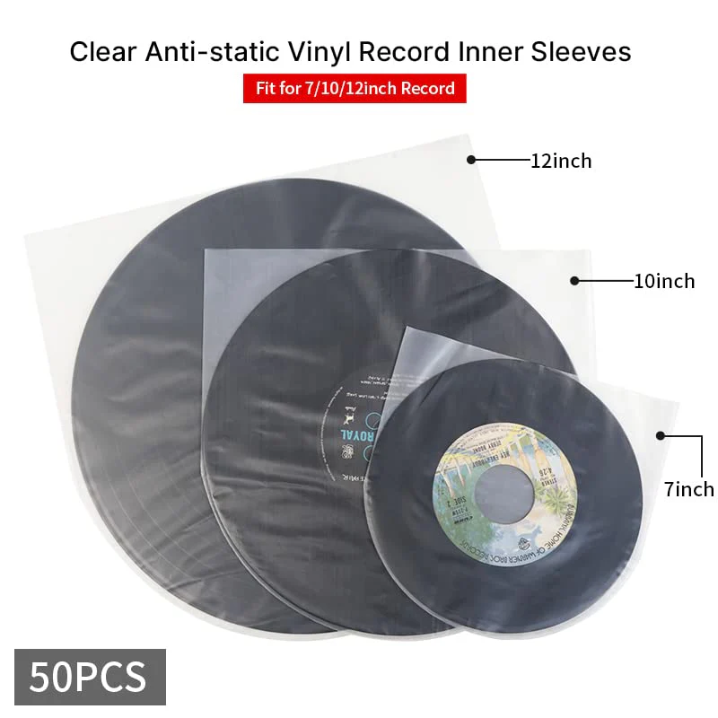 7 Inches EP Vinyl Record Inner Sleeves, 50PCS Anti Static Plastic Round Bottom Protective Sleeves for Vinyl Record, Translucent 7 inch - Image 6