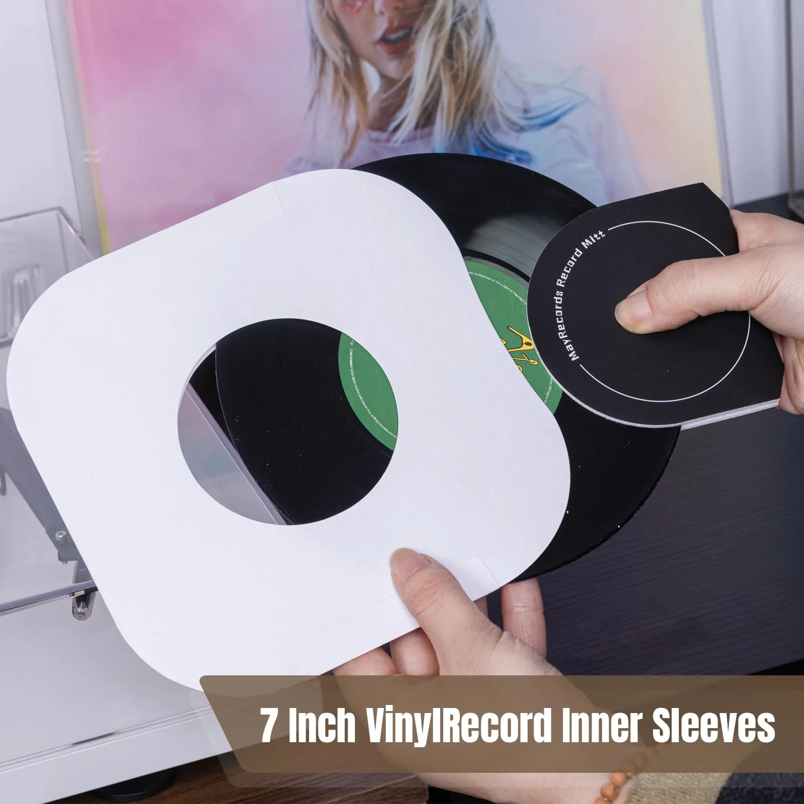 7 Inches Record Inner Sleeves, 40 Pack Acid-Free Paper Vinyl Record Inner Protective Sleeves for 7" EP Vinyl Records, White - Image 6