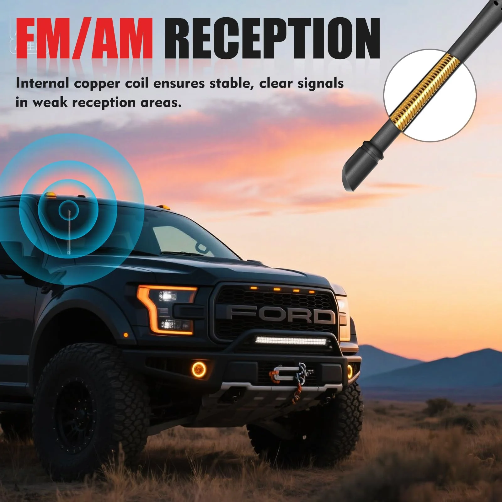 7 Inches Short Antenna for Ford F150 2009-2025 & Bronco 2021-2025, Rubber Replacement Antenna, F150 Accessories, Internal Copper Coil for Enhanced AM/FM Reception & Car Wash Proof, Easy Installation - Image 5
