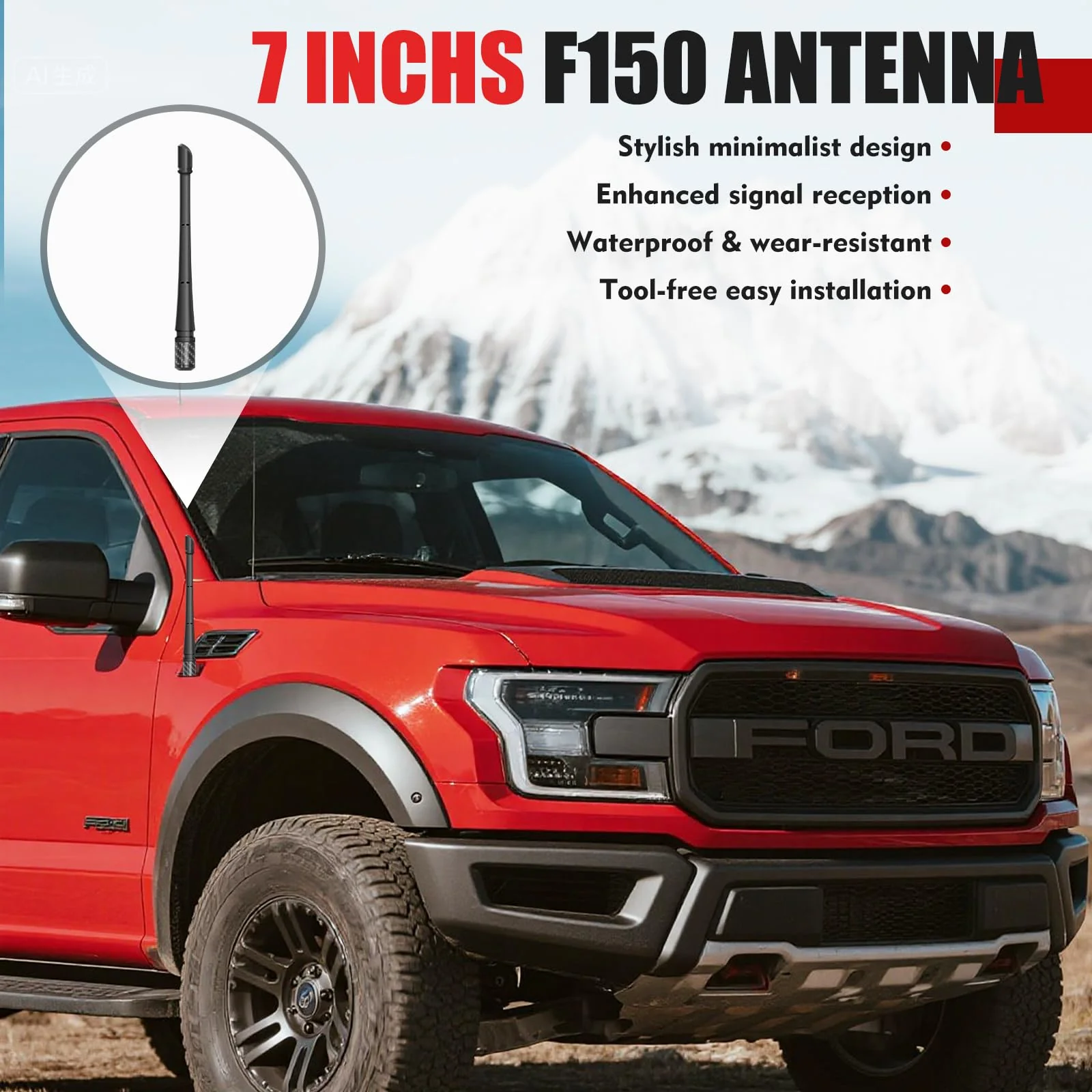 7 Inches Short Antenna for Ford F150 2009-2025 & Bronco 2021-2025, Rubber Replacement Antenna, F150 Accessories, Internal Copper Coil for Enhanced AM/FM Reception & Car Wash Proof, Easy Installation - Image 7