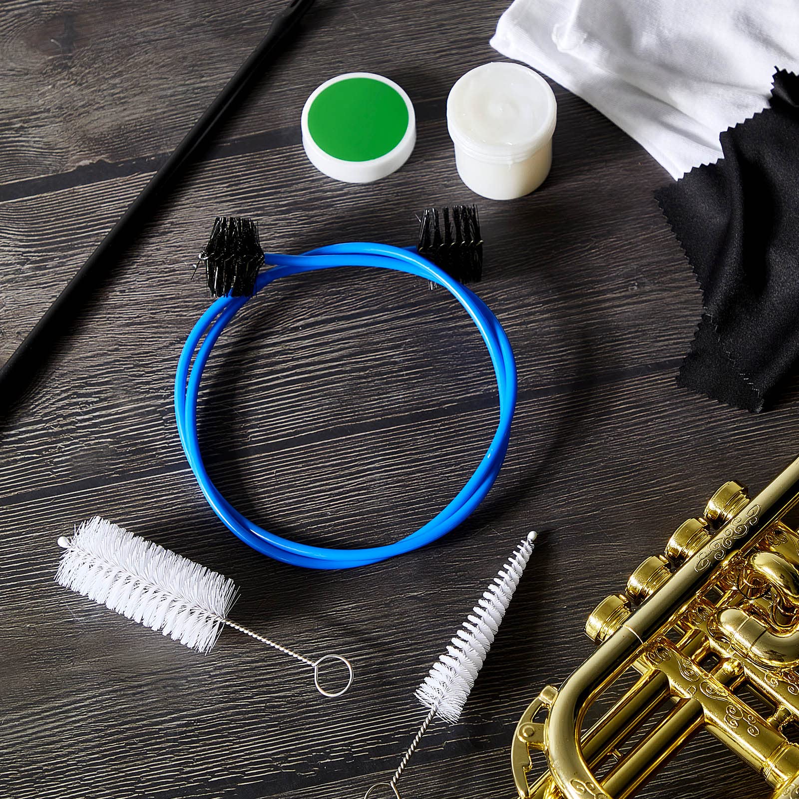 7 Pieces Trombone Care Cleaning Kit Maintenance Kit Flexible Brush Slide Grease Mouthpiece Brush Valve Cleaning Cloth Casing Brush Cleaning Rod White Gloves for Instruments - Image 7