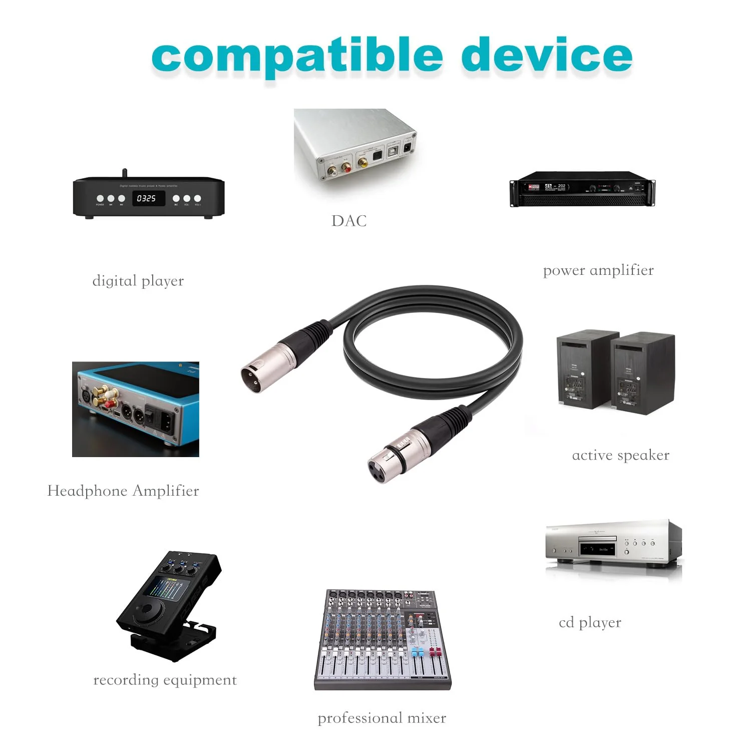7 Pin XLR Connector Cable, XLR Microphone Cable, Balanced Male to Female Mic Audio Cable for Microphone and Audio Interface Compatible with All Tube mic (3 Meter/10Ft) XLR Connector Cable-3 Meter - Image 3