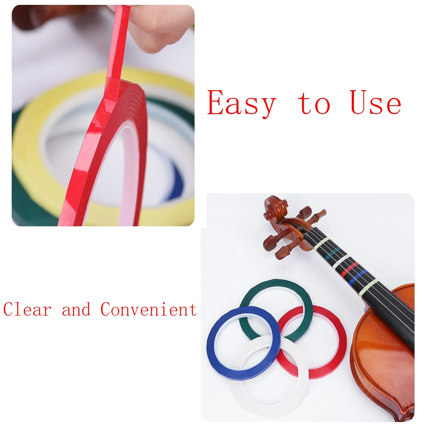 7 Rolls Violin Fingerboard Tapes, Violin Finger Guide Stickers, 216ft Cello Positions Practising Fingering Tape for Beginners Fretboard Note Positions. (7 Colors) - Image 3