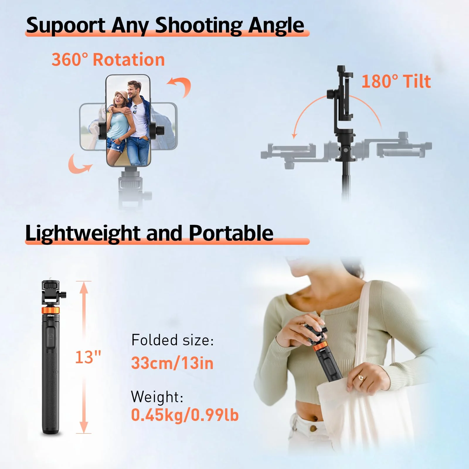 70" Phone Tripod & Selfie Stick, Extendable Cell Phone Tripod Stand with Wireless Remote and Phone Holder, Compatible with All Phones, Cameras 70" - Image 2