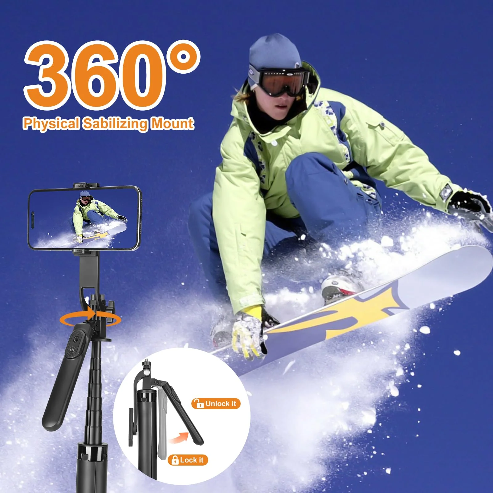 70" Selfie Stick Phone Tripod with Rechargeable Remote,Portable Extendable 3 in 1 Cell Phone Tripod Stand for Video Recording,Travel Selfie Stick Tripod for iPhone and Android - Image 2