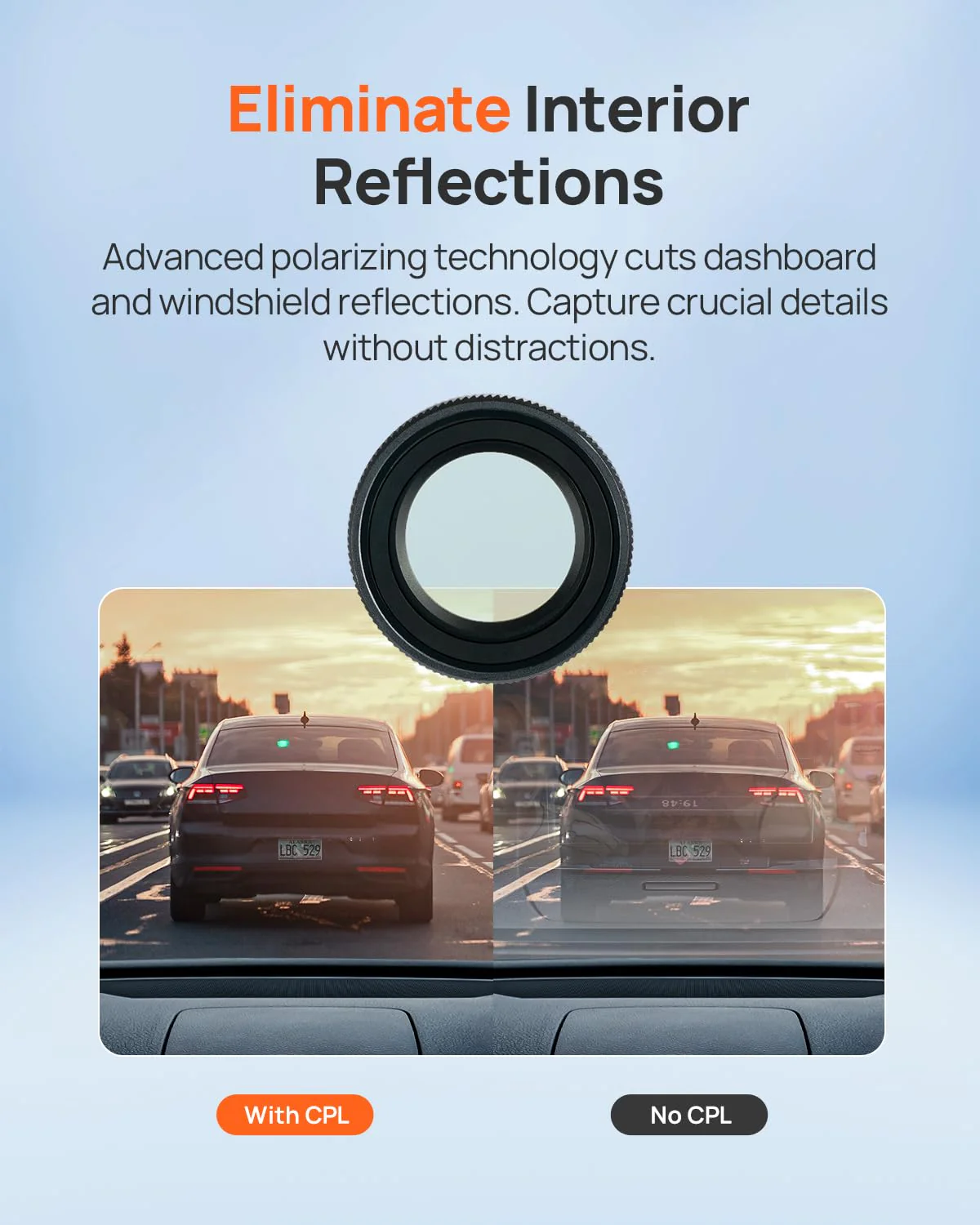 70mai Magnetic CPL Filter for 4K Omni X800 Dash Cam - Anti-Glare Polarizing Lens with Snap-On Design, Scratch-Resistant & Enhance Clarity - Image 3