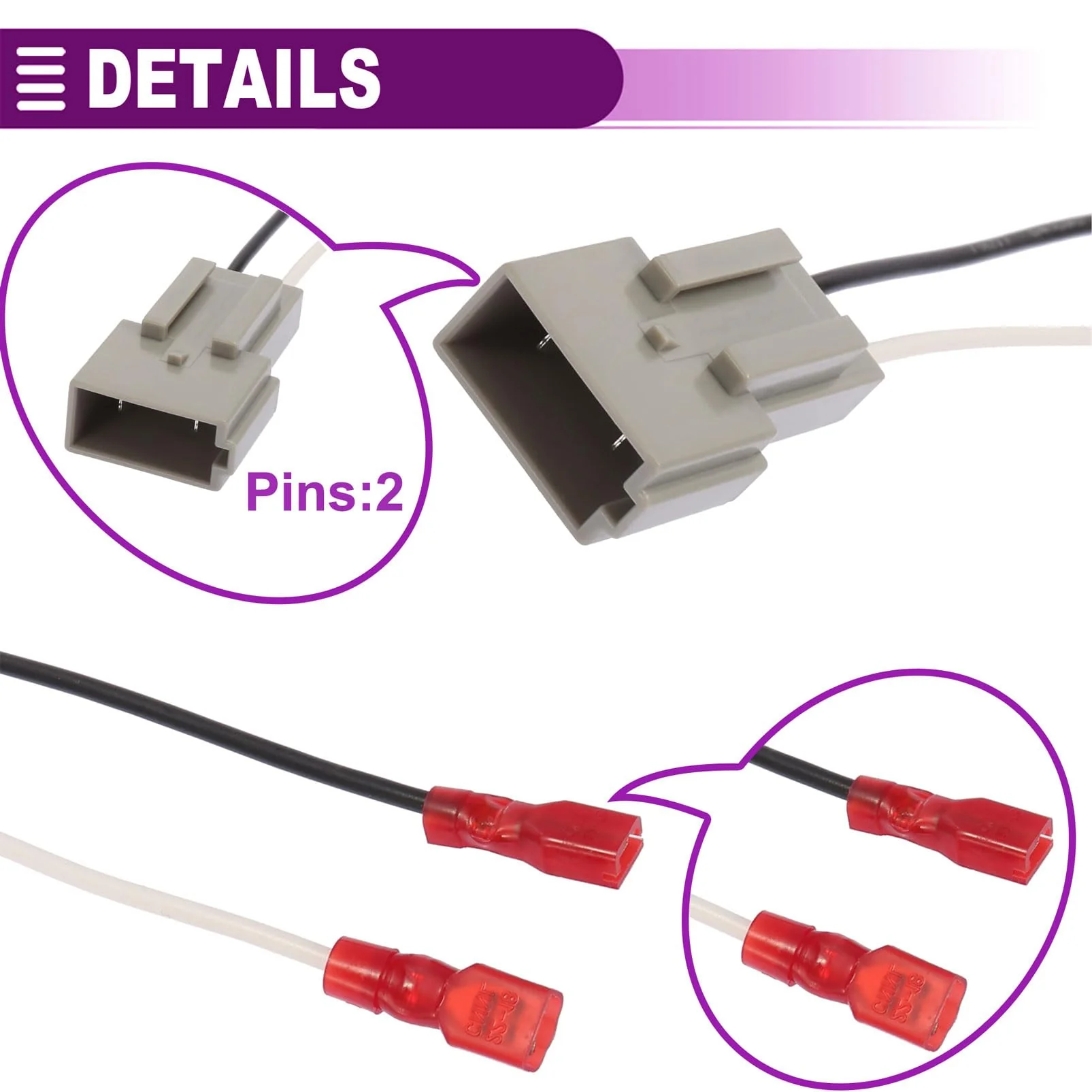 72-5512 Speaker Harness, Car Speaker Wiring Connector Harness Adapter for Ford F-150 F-350 for Ranger 1995-1997 Mustang 1994-2004 Ranger Mercury Sable 1990-1999, Lincoln Town 1990-2002 - 4 PCS - Image 5