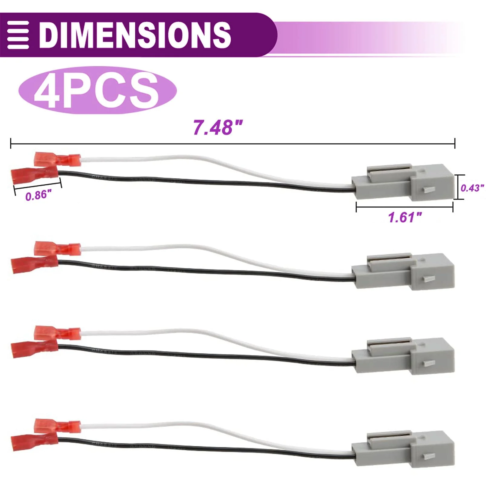 72-5512 Speaker Harness, Car Speaker Wiring Connector Harness Adapter for Ford F-150 F-350 for Ranger 1995-1997 Mustang 1994-2004 Ranger Mercury Sable 1990-1999, Lincoln Town 1990-2002 - 4 PCS - Image 6