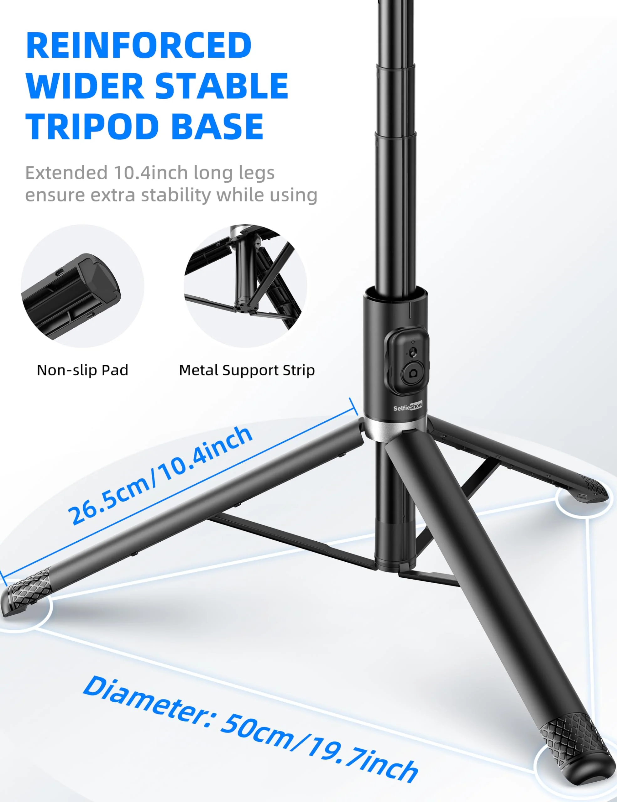 72" Cell Phone Selfie Stick Tripod, Aluminum Phone Tripod All-in-1 with Integrated Remote, Portable Extendable Smartphone Tripod Stand Lightweight Travel Tripod Compatible with iPhone 15/14/13/Android - Image 3