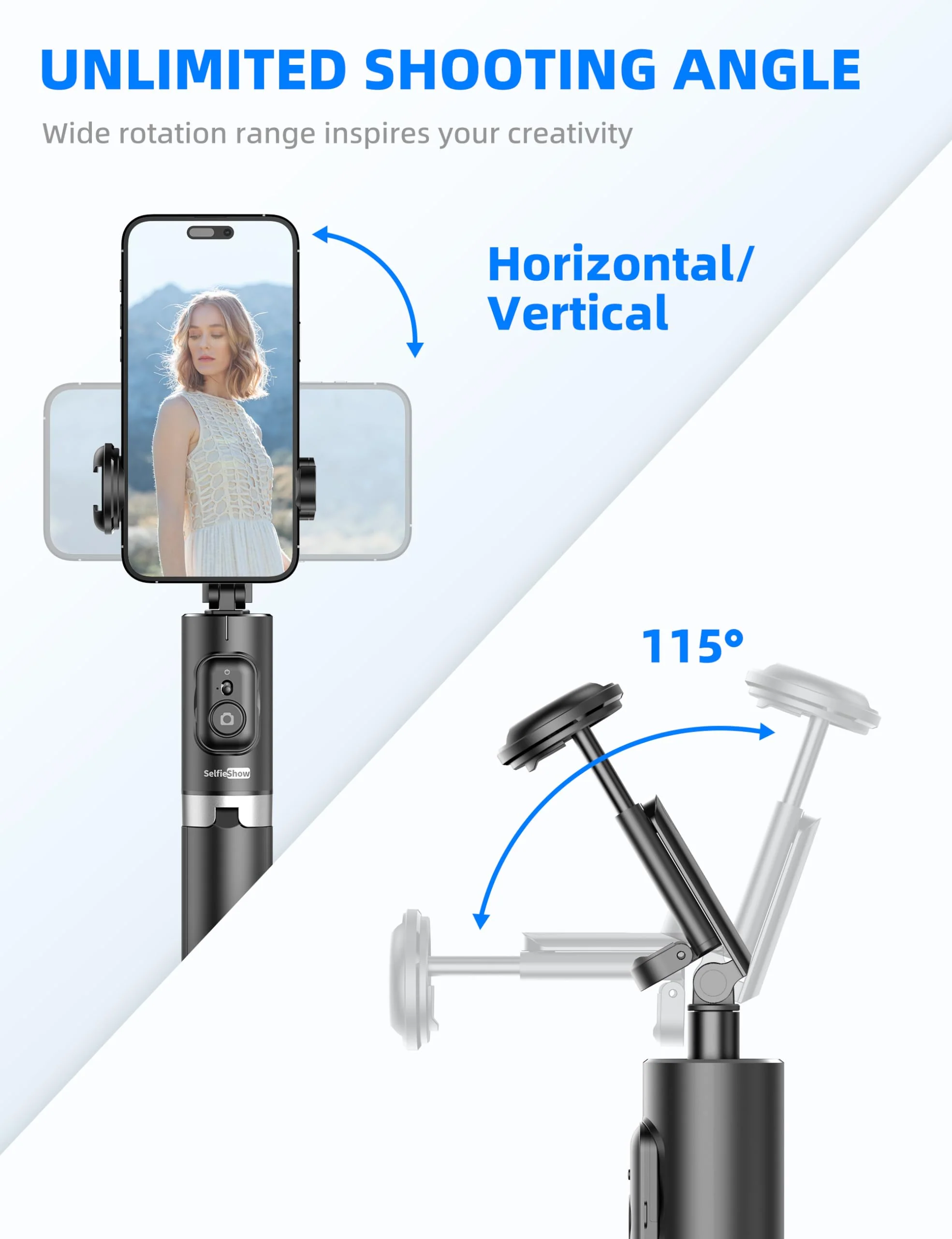 72" Cell Phone Selfie Stick Tripod, Aluminum Phone Tripod All-in-1 with Integrated Remote, Portable Extendable Smartphone Tripod Stand Lightweight Travel Tripod Compatible with iPhone 15/14/13/Android - Image 6