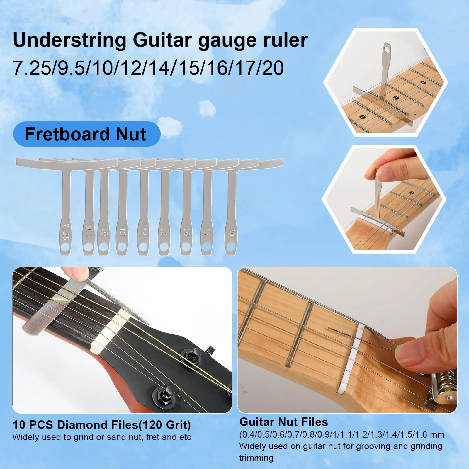 72 PCS Guitar Tool Kit for Set Up, Intonation Adjustment and Repair, Maintenance Kit for Bass Banjo and Ukulele, Accessories for Guitar Enthusiast Black - Image 4