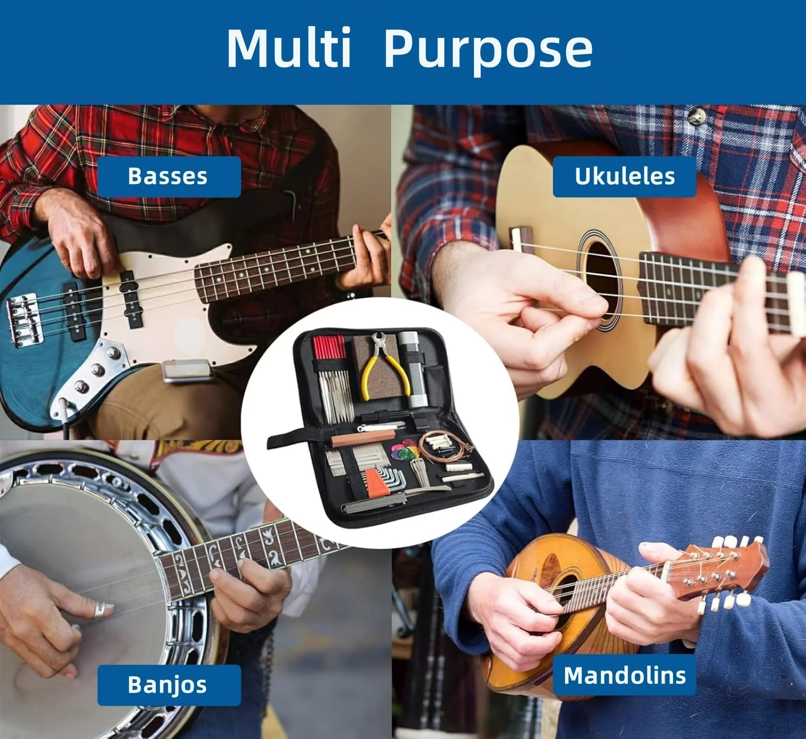 72 Pcs Guitar Tool Kit with Carry Bag,Professional Guitar Repairing Maintenance Tool Kit for Acoustic Guitar Electric Guitar Ukulele Bass Banjo,Ideal Guitar Accessories for Guitar Enthusiast - Image 7