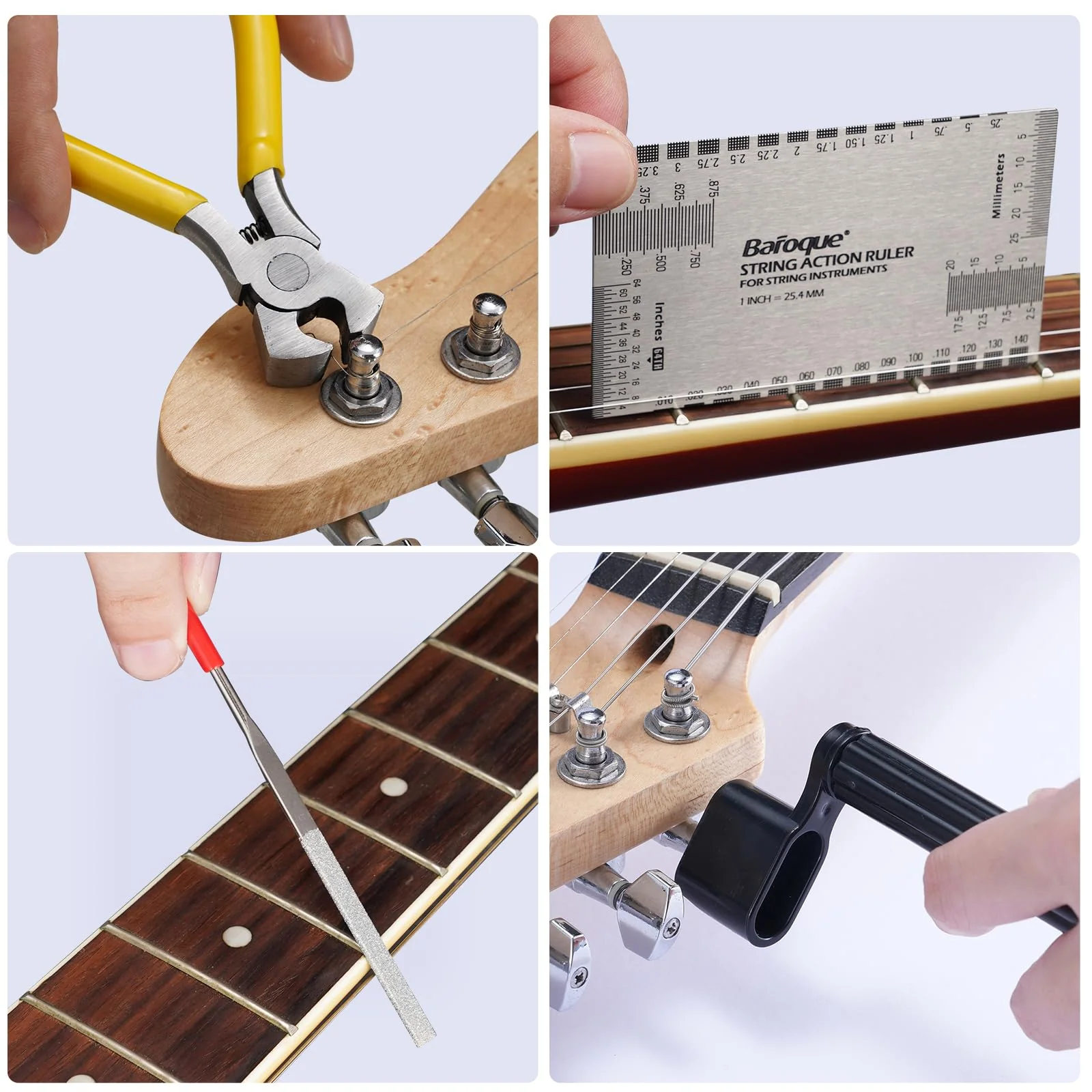 72Pcs Guitar Tool Kit, Guitar Repair Kit, Guitar Setup Kit, Professional Guitar Repairing Maintenance Tool Kit for Luthier Beginner, Guitar Accessories for Acoustic Guitar Ukulele Bass Banjo 72 Pcs - Image 3