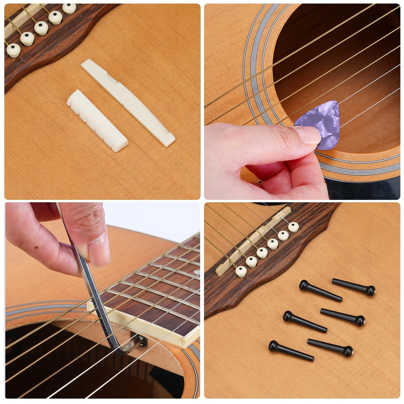 72Pcs Guitar Tool Kit, Guitar Repair Kit, Guitar Setup Kit, Professional Guitar Repairing Maintenance Tool Kit for Luthier Beginner, Guitar Accessories for Acoustic Guitar Ukulele Bass Banjo 72 Pcs - Image 4