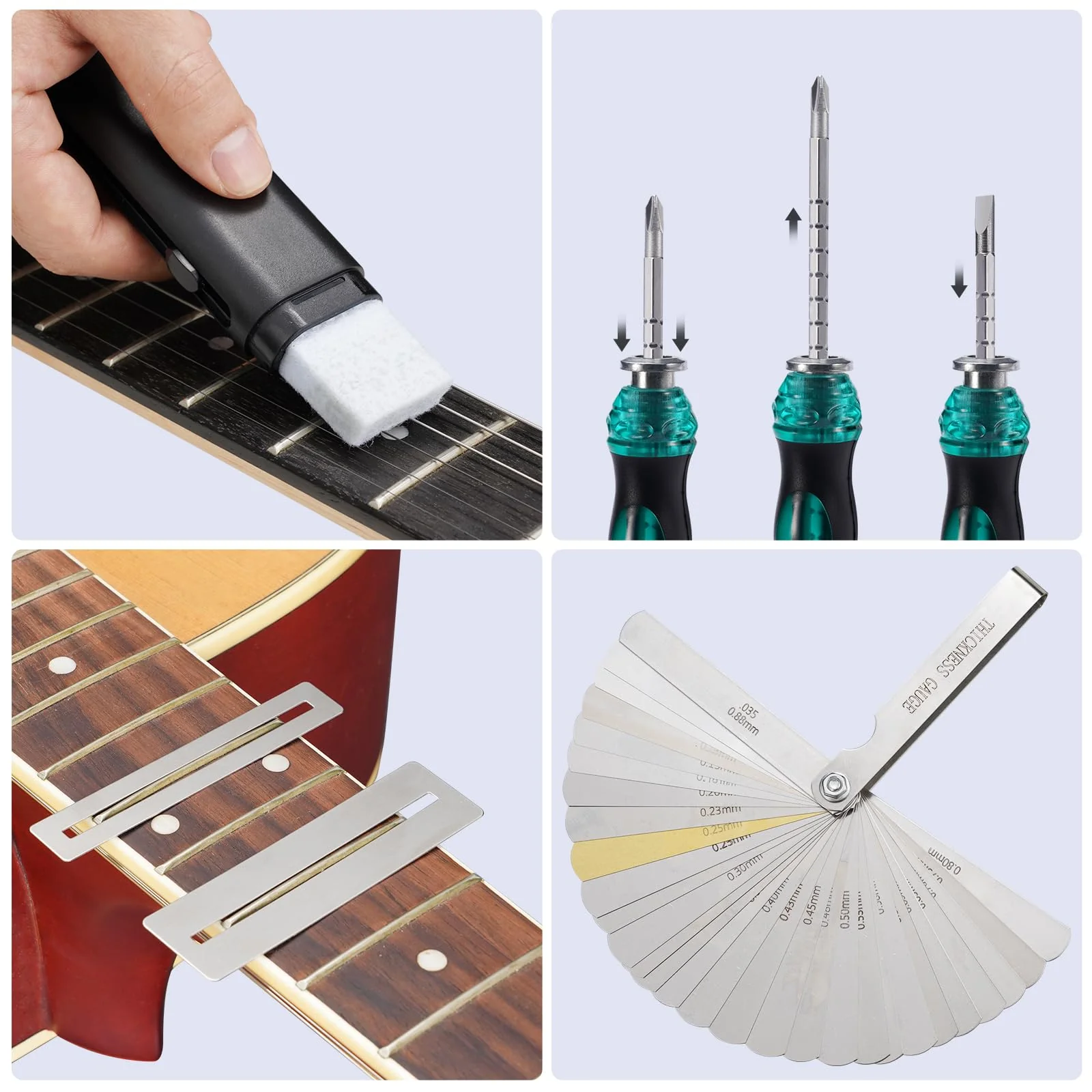 72Pcs Guitar Tool Kit, Guitar Repair Kit, Guitar Setup Kit, Professional Guitar Repairing Maintenance Tool Kit for Luthier Beginner, Guitar Accessories for Acoustic Guitar Ukulele Bass Banjo 72 Pcs - Image 5