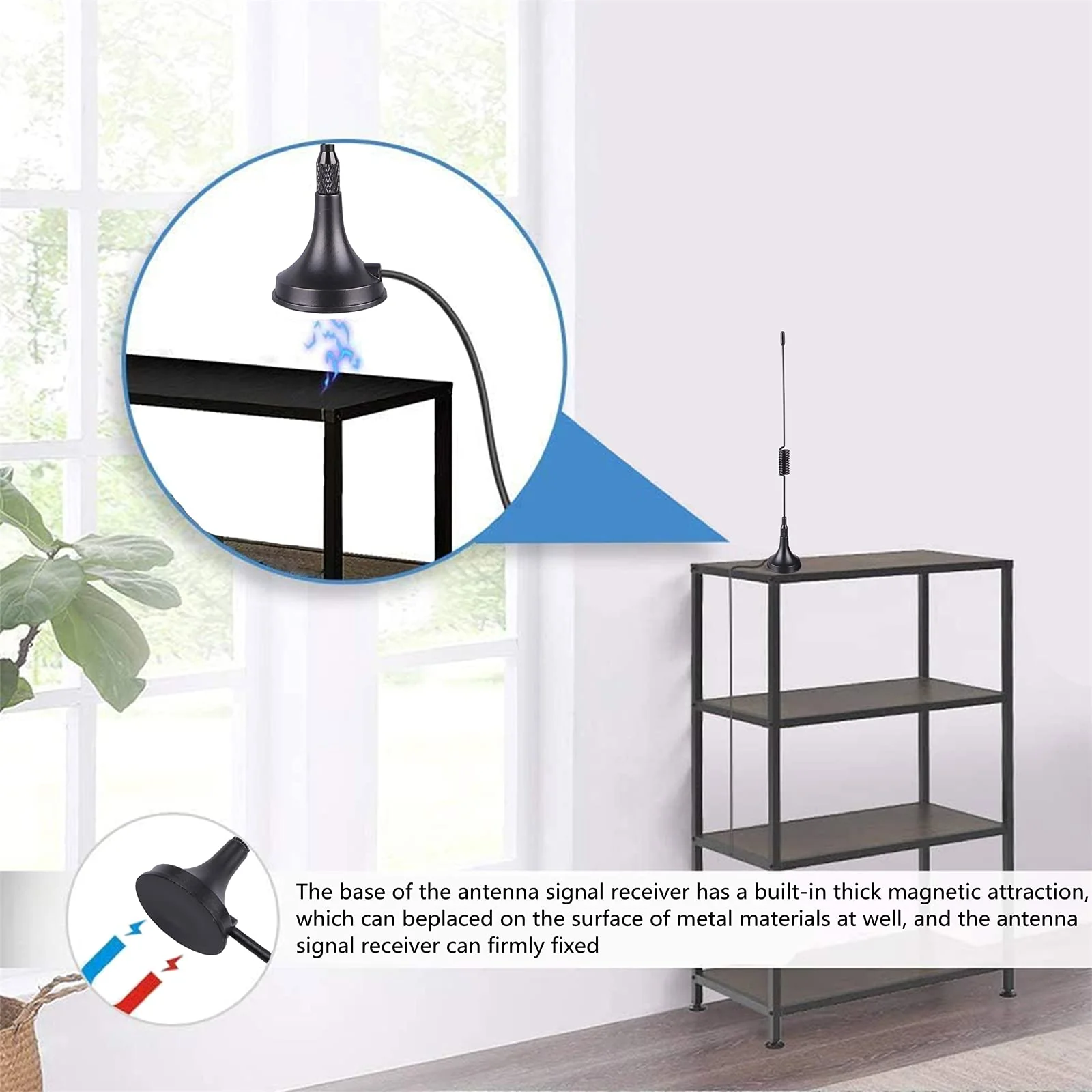 75 ohm FM Antenna, Outdoor FM Antenna WiFi Stereo TV Antenna Indoor, 1.5m SMA-Male Connector Magnetic Transmitter Antenna Cable, 16.4Ft Antenna Extension Cable with 6pcs Antenna Adapter - Image 6