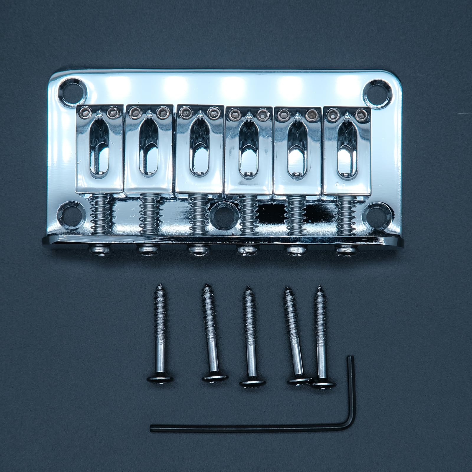 78mm Fixed Hardtail Bridge for 6 String Fender Strat Tele Electric Guitar (Chrome) Chrome - Image 6