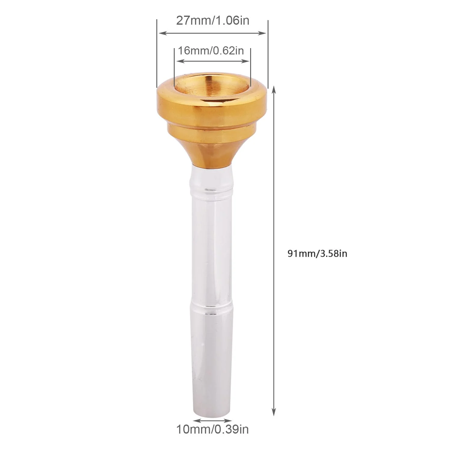 7c 5c 3c 1.5c Trumpet Mouthpiece with 4 Golden Mouthpiece Cups 7c 5c 3c 1.5c - Image 6
