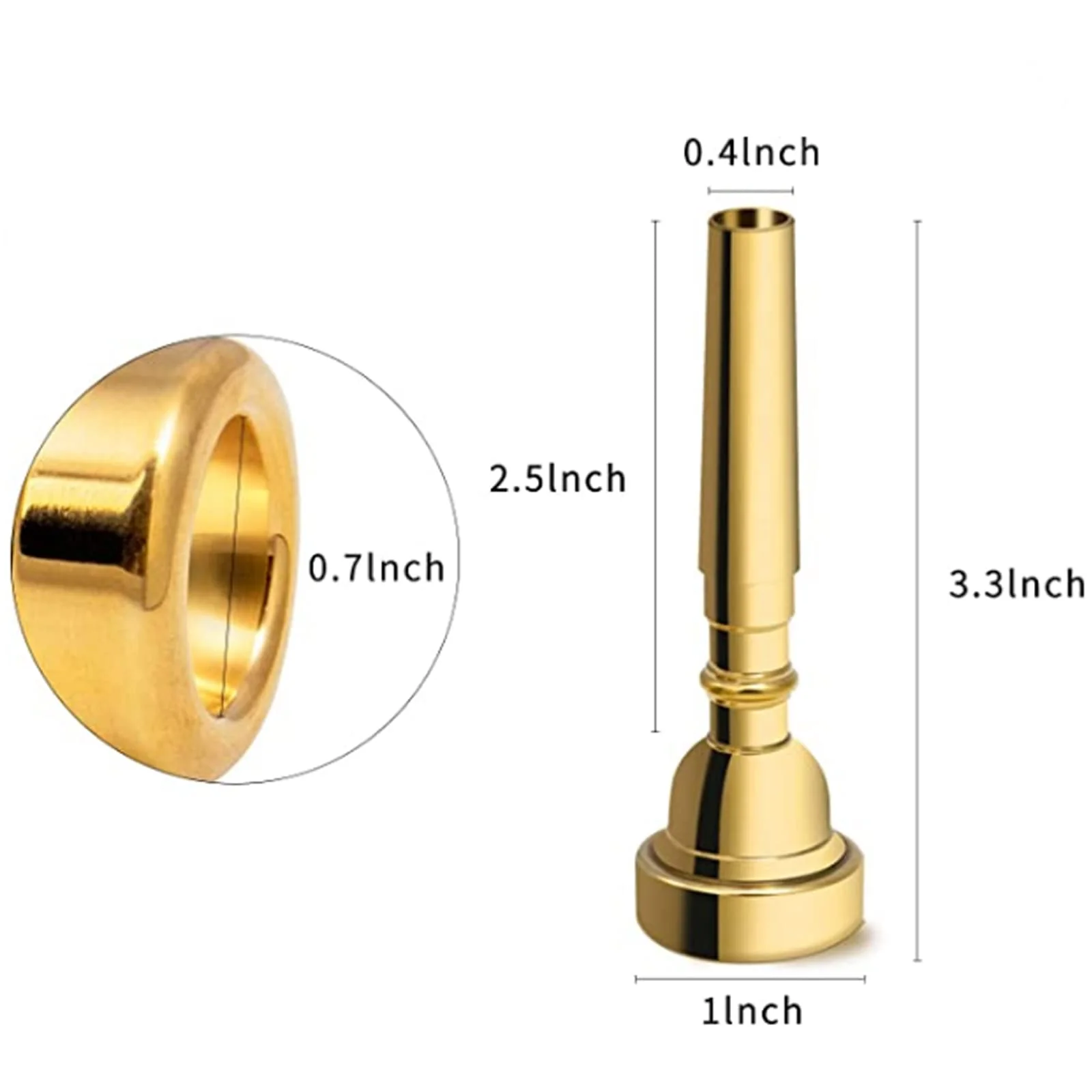 7C Trumpet Mouthpiece Brass Trumpet Mouthpiece Gold Plated Trumpet Mouthpiece Compatible with Beginners and Professionals Trumpet Accessories 7C - Image 2