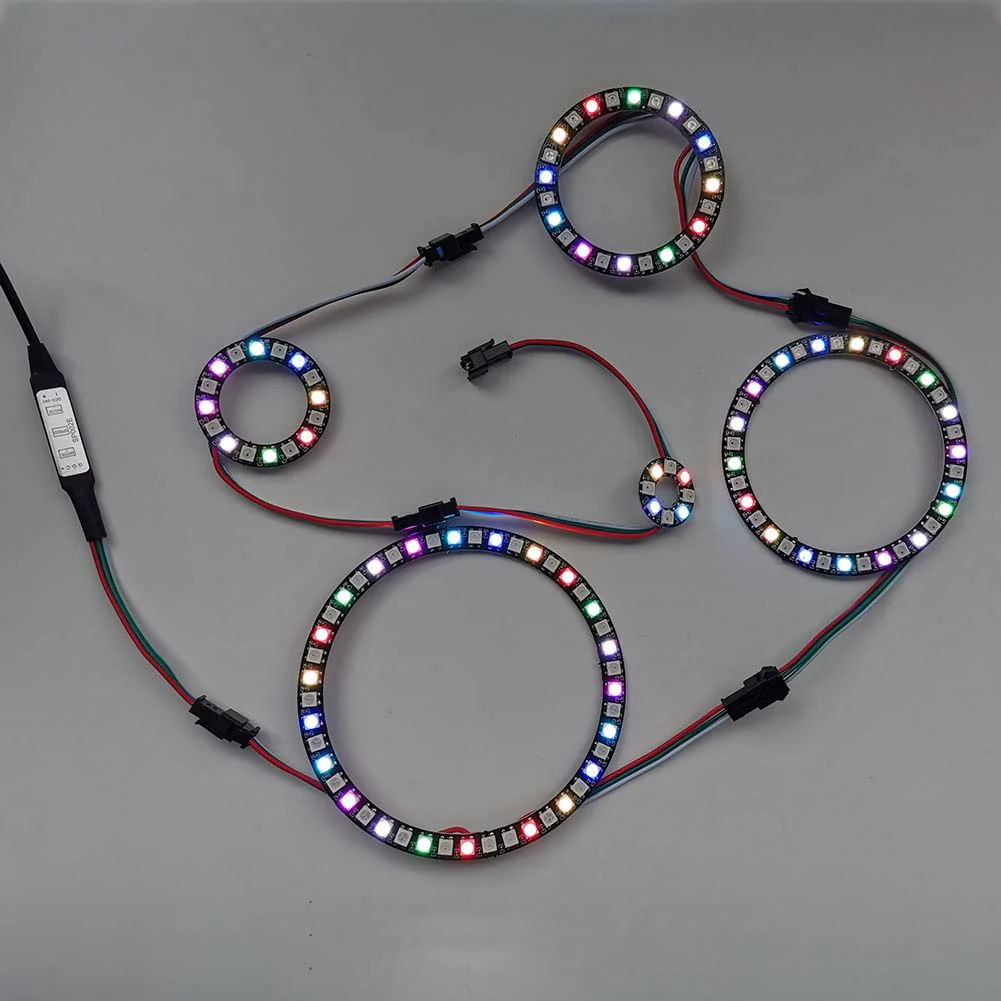 8 Bits WS2812 RGB LED Ring with SM2.54-3P Wire, DC5V WS2812B 5050 Full Color LED with Integrated Drivers Individually Addressable for Arduino Raspberry Pi ESP8266 Nodemcu (Pack of 2pcs) - Image 4