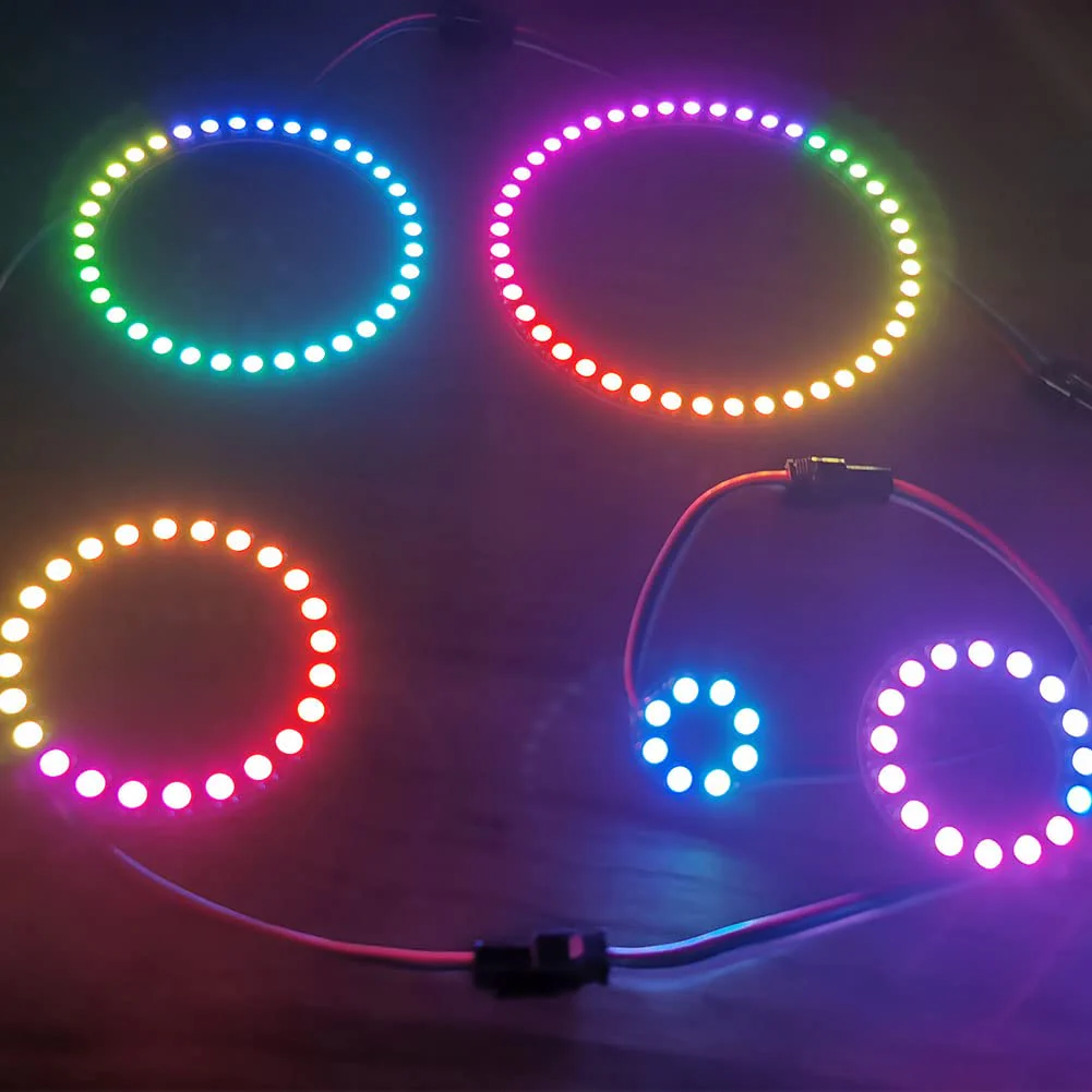 8 Bits WS2812 RGB LED Ring with SM2.54-3P Wire, DC5V WS2812B 5050 Full Color LED with Integrated Drivers Individually Addressable for Arduino Raspberry Pi ESP8266 Nodemcu (Pack of 2pcs) - Image 6