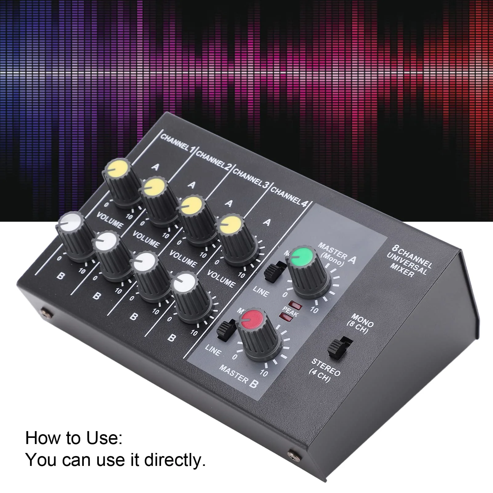 8 Channel Audio Mixer Low Noise Mono Stereo Input DC 12V 6.35mm Interface US Plug 110-240V Powered - Image 5