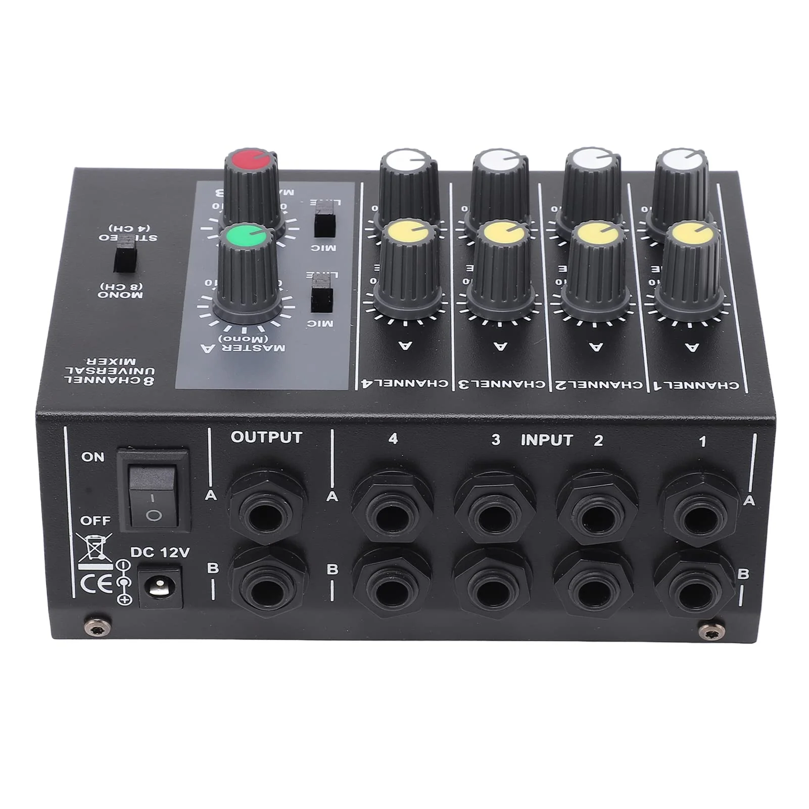 8 Channel Audio Mixer Low Noise Mono Stereo Input DC 12V 6.35mm Interface US Plug 110-240V Powered - Image 8