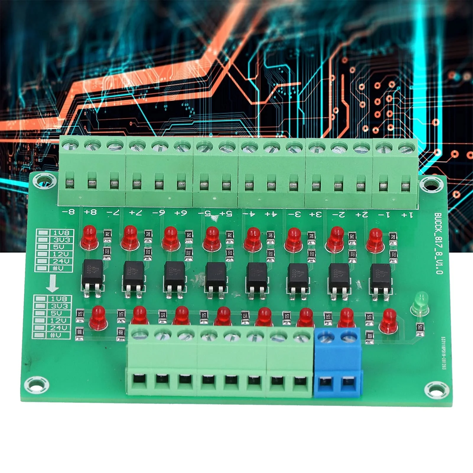 8 Channel Optical Isolation Module 24V to 5V Optocoupler PLC Signal Converter Board for Signal Isolation optical module optical module board rails - Image 2
