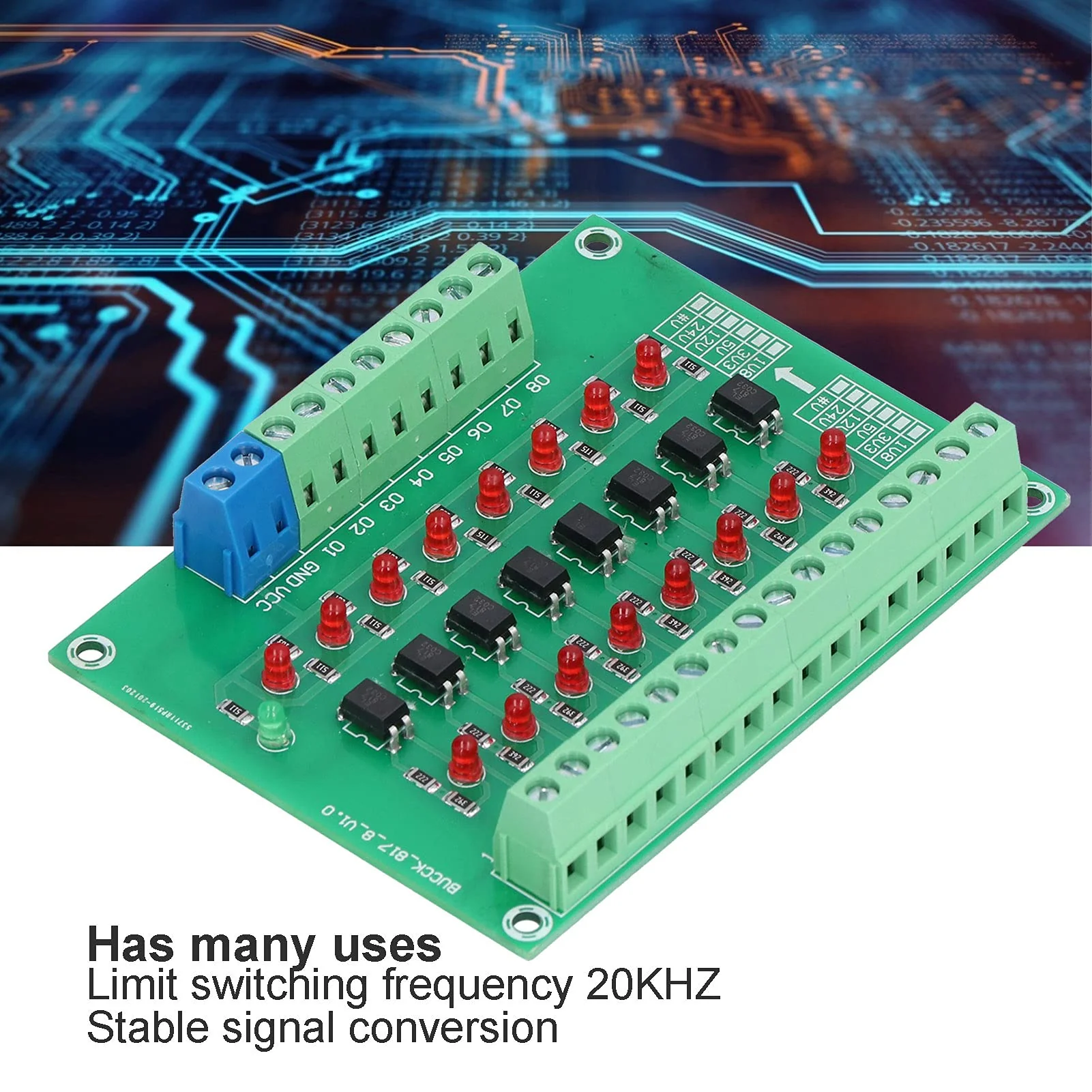 8 Channel Optical Isolation Module 24V to 5V Optocoupler PLC Signal Converter Board for Signal Isolation optical module optical module board rails - Image 3