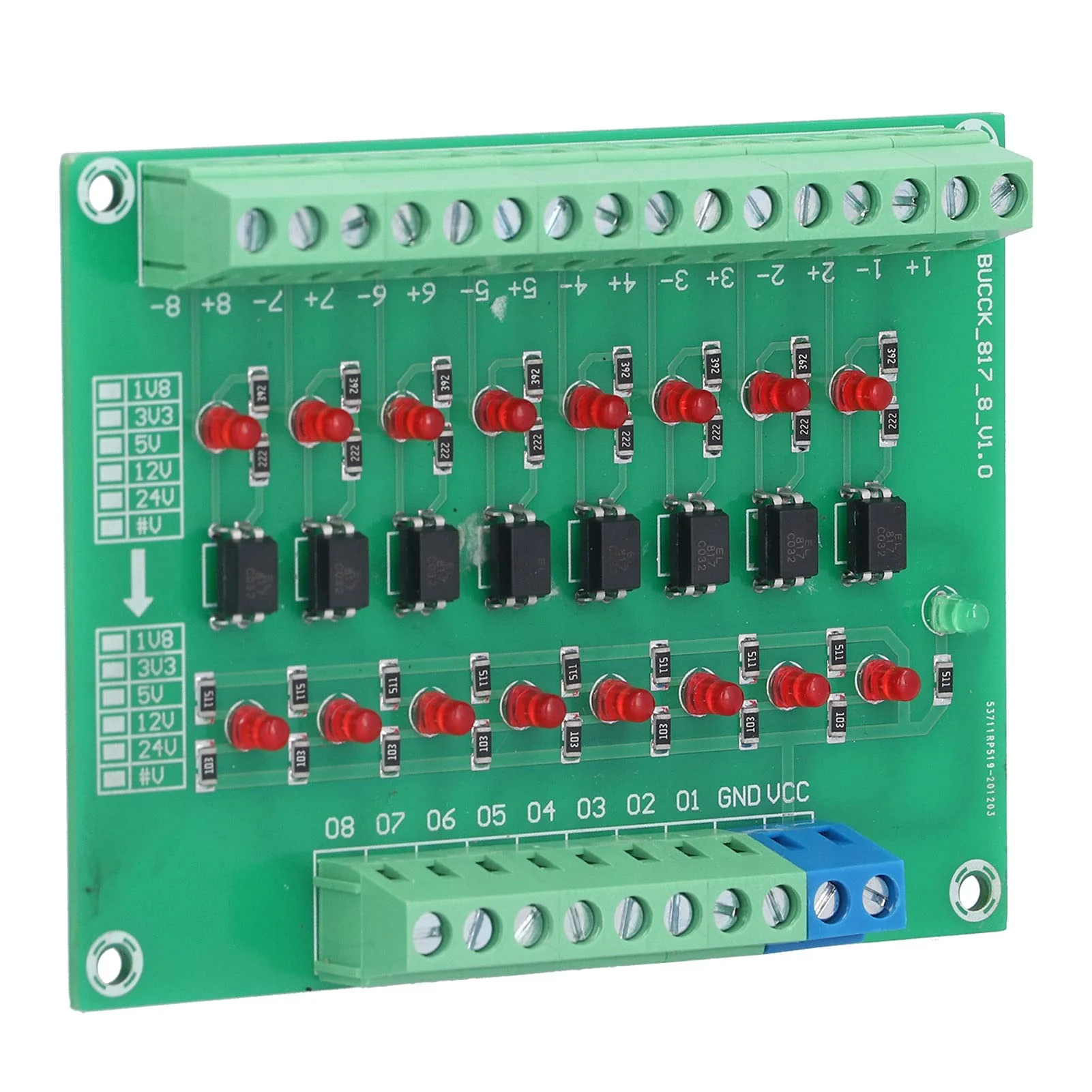 8 Channel Optical Isolation Module 24V to 5V Optocoupler PLC Signal Converter Board for Signal Isolation optical module optical module board rails - Image 6