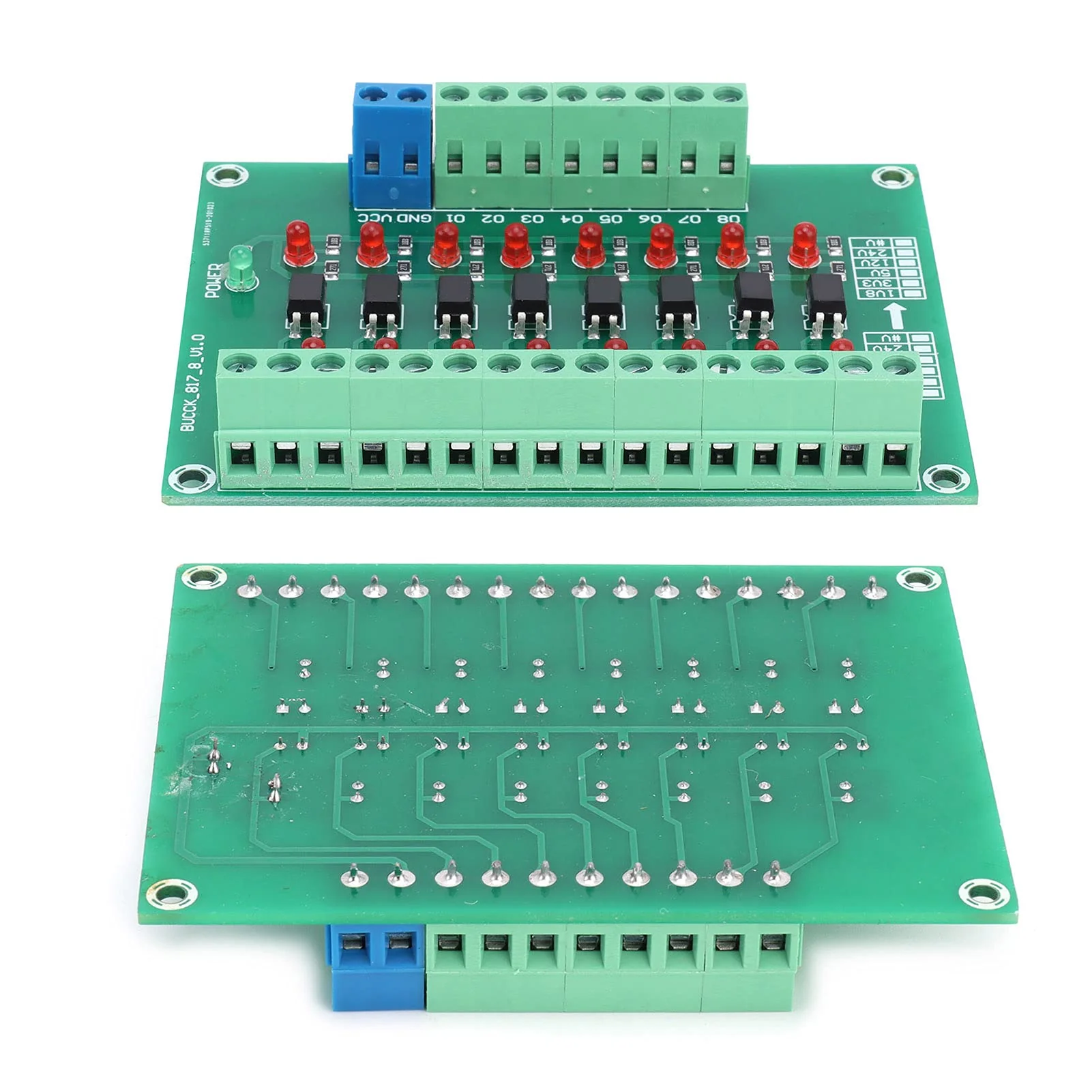 8 Channel Optocoupler, 12V to 3.3V Simple Operation Isolator Module for Single Chip Microcomputer Signal Isolation - Image 2
