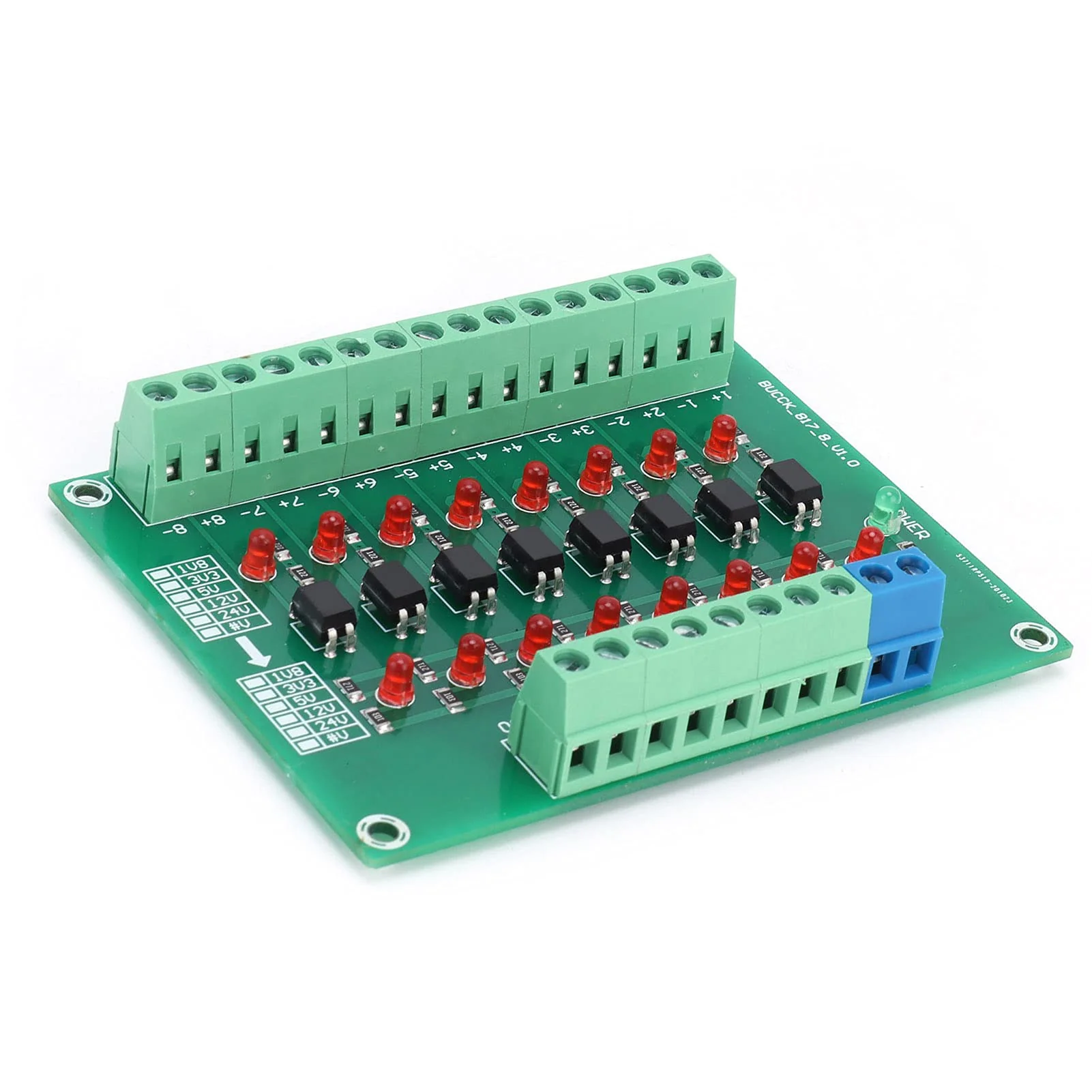 8 Channel Optocoupler, 12V to 3.3V Simple Operation Isolator Module for Single Chip Microcomputer Signal Isolation - Image 4